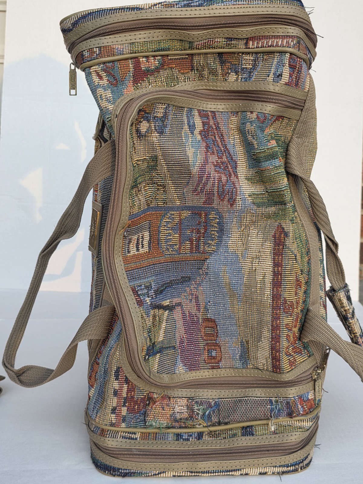 Vintage Pioneer Express Weekend Bag Route 66 Tapestry Duffel Carry On Travel.