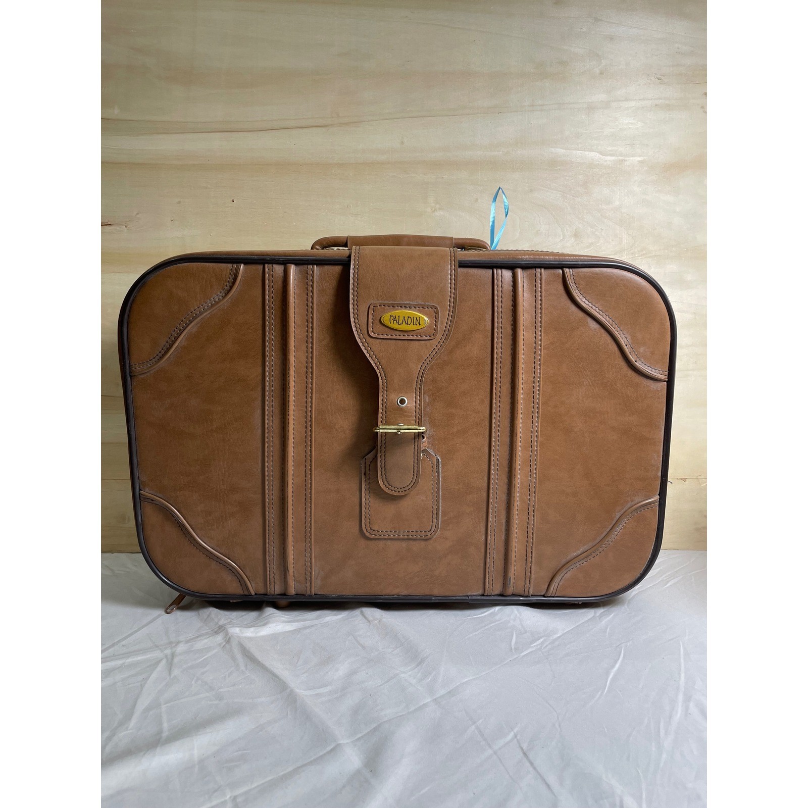 Vintage Paladin Brown Faux Leather Suitcase Travel Bag Luggage with Handle