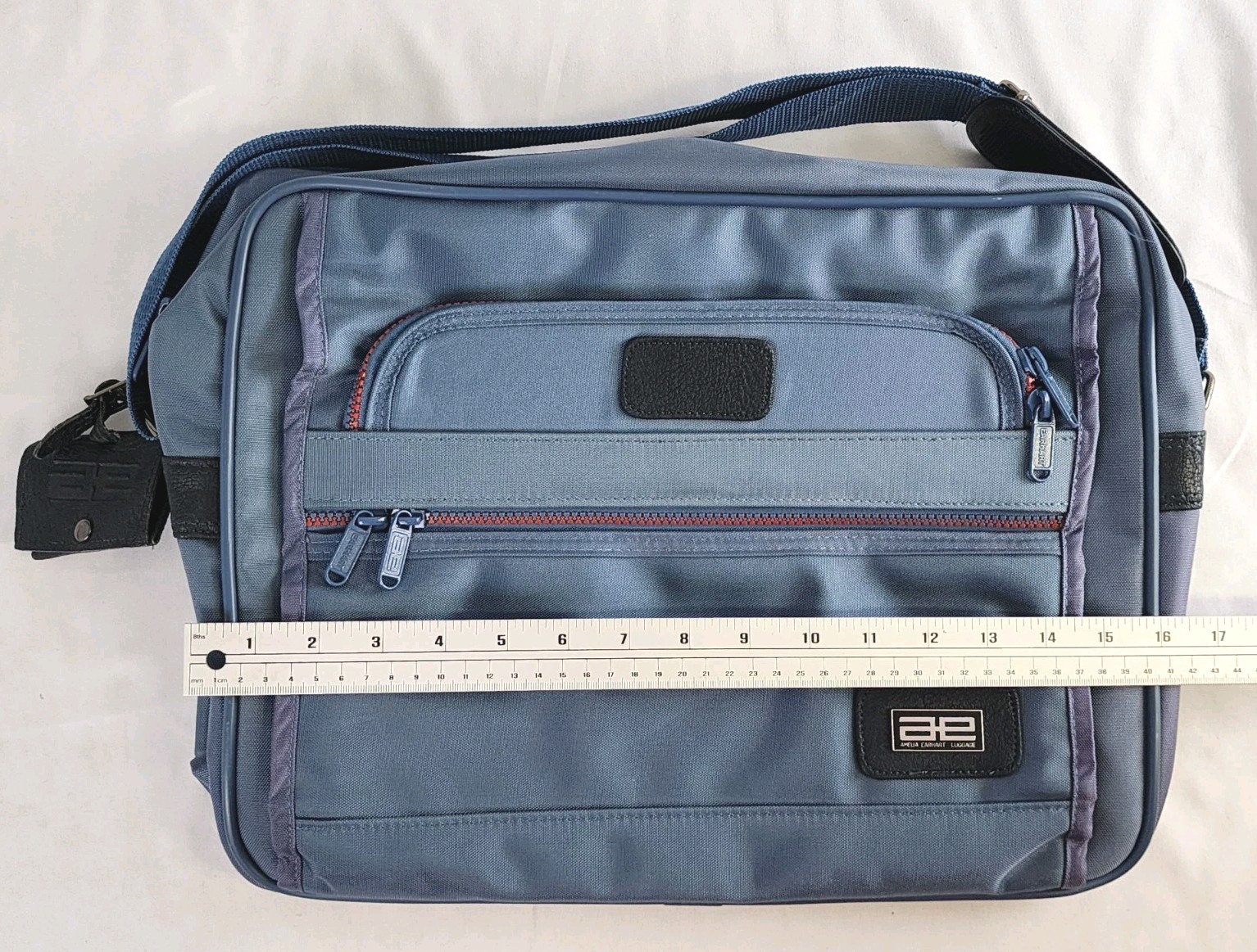 VTG Amelia Earhart AEL Laptop Bag Blue Nylon Briefcase Travel Carry On EUC