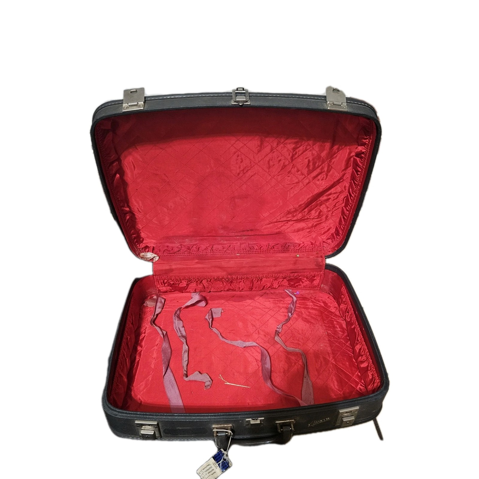 Vintage 1950s Grey Aeroopak Mediim Suitcase With Bright Red Inner Lining