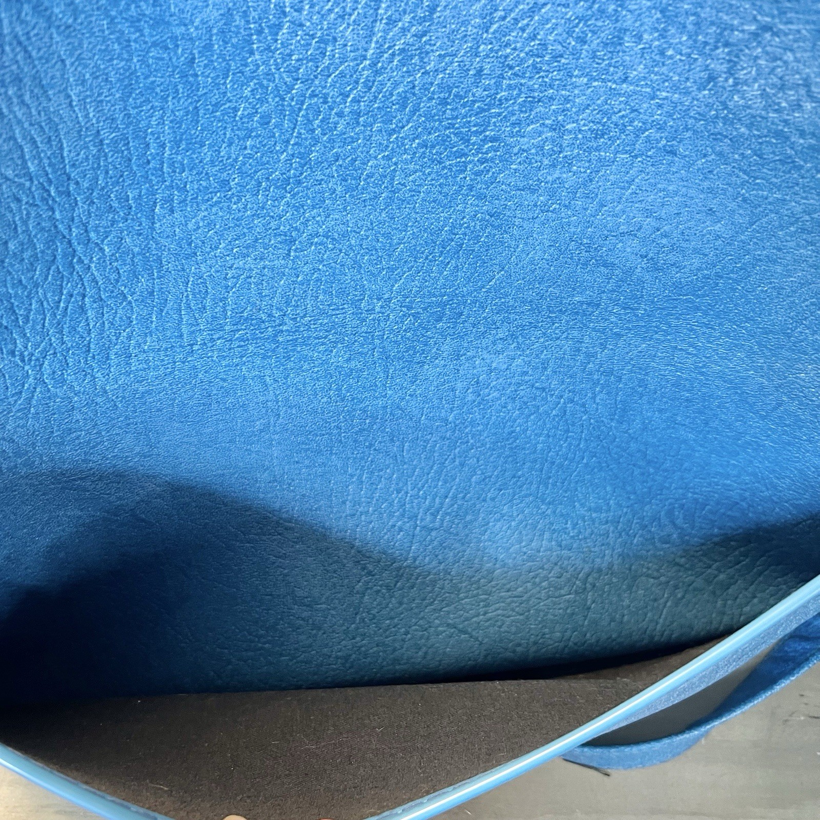 Vintage 60s Blue Vinyl Travel Bag Overnight Luggage Talon Zipper No Key, *READ
