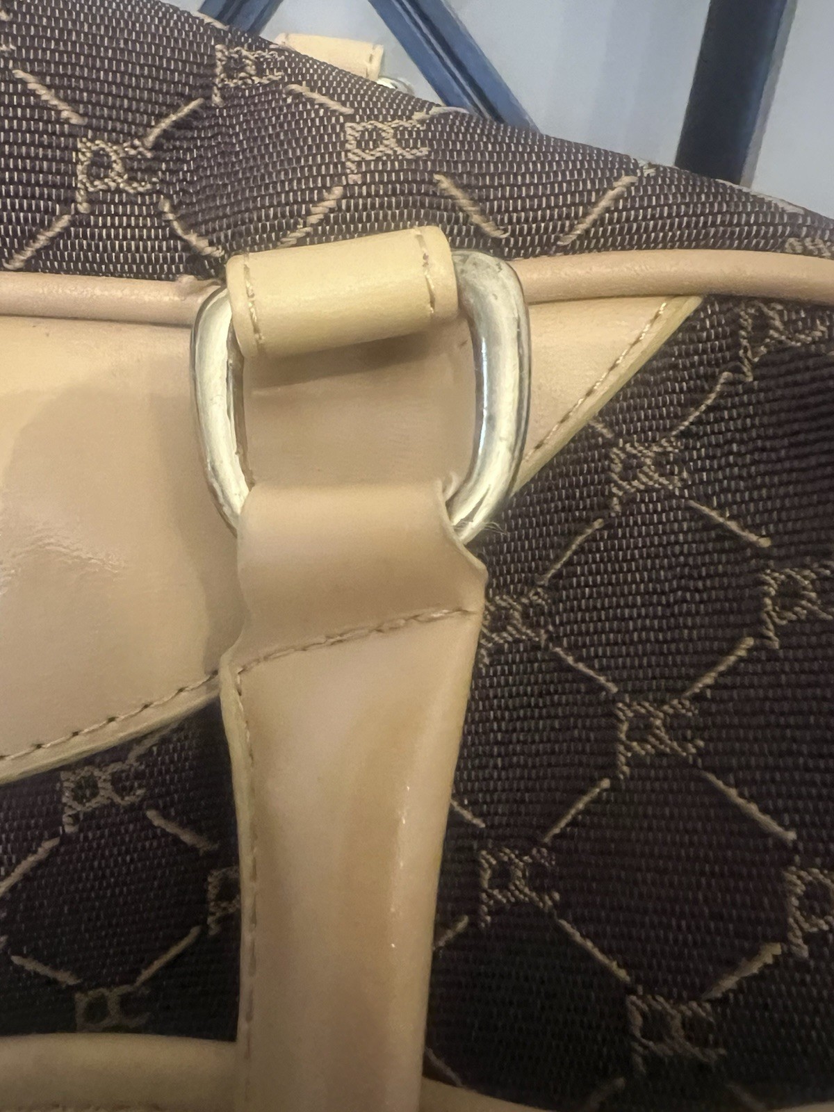 Vintage Pierre Cardin Brown & Tan Travel Bag with Shoulder Strap and Handle