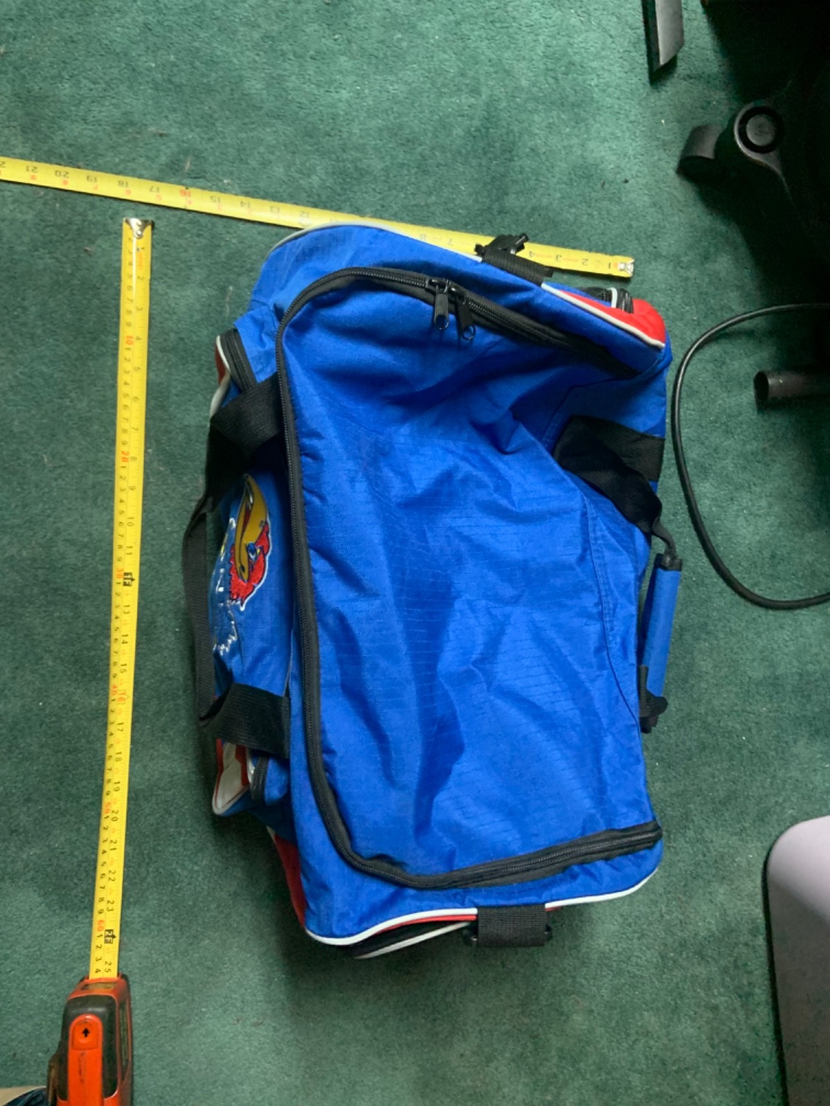 Vintage University Of Kansas Jayhawks Duffel Large Duffel Bag Blue