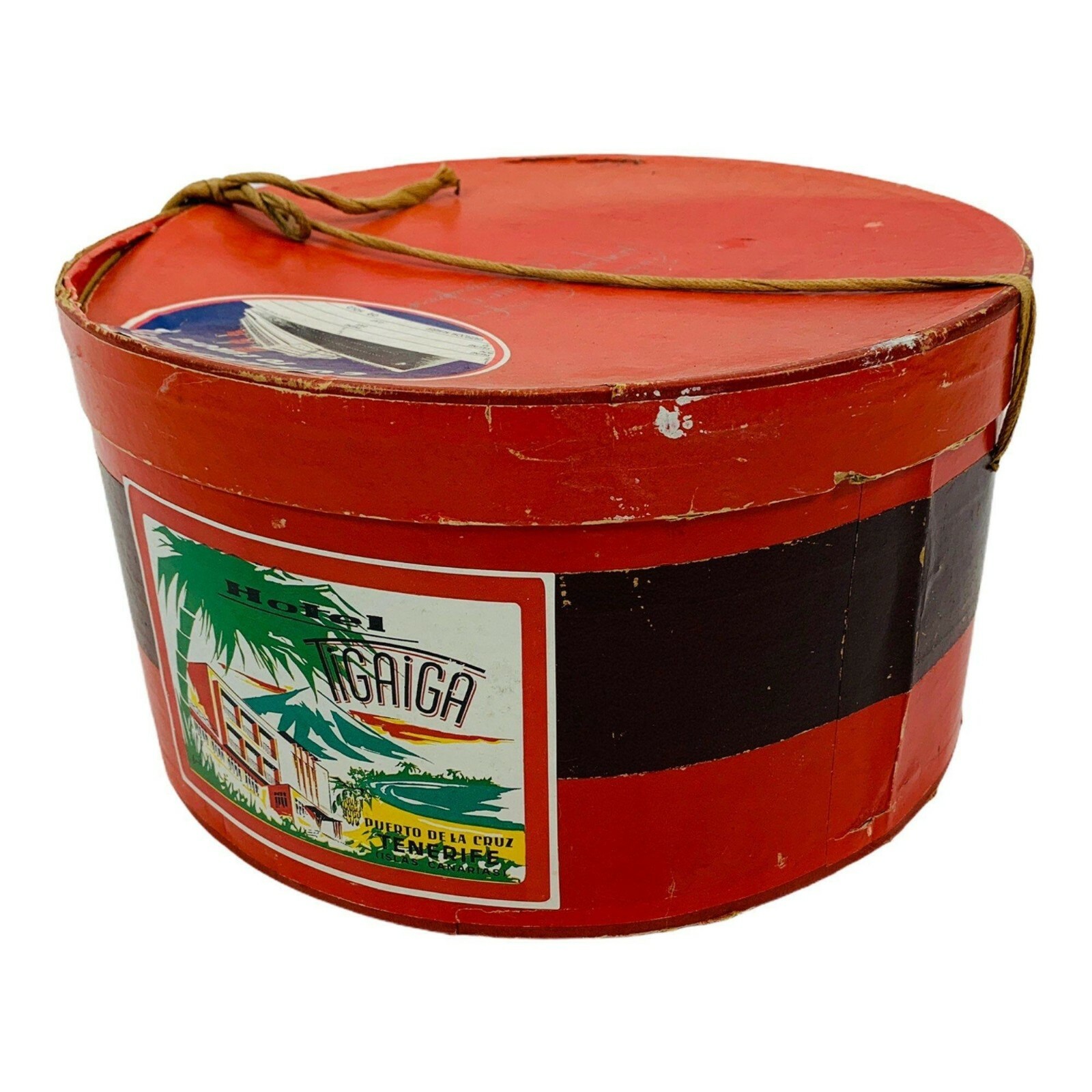 Vintage 40s Hat Box Mademoiselle Jeanne Rauschert Travel Stickers Box