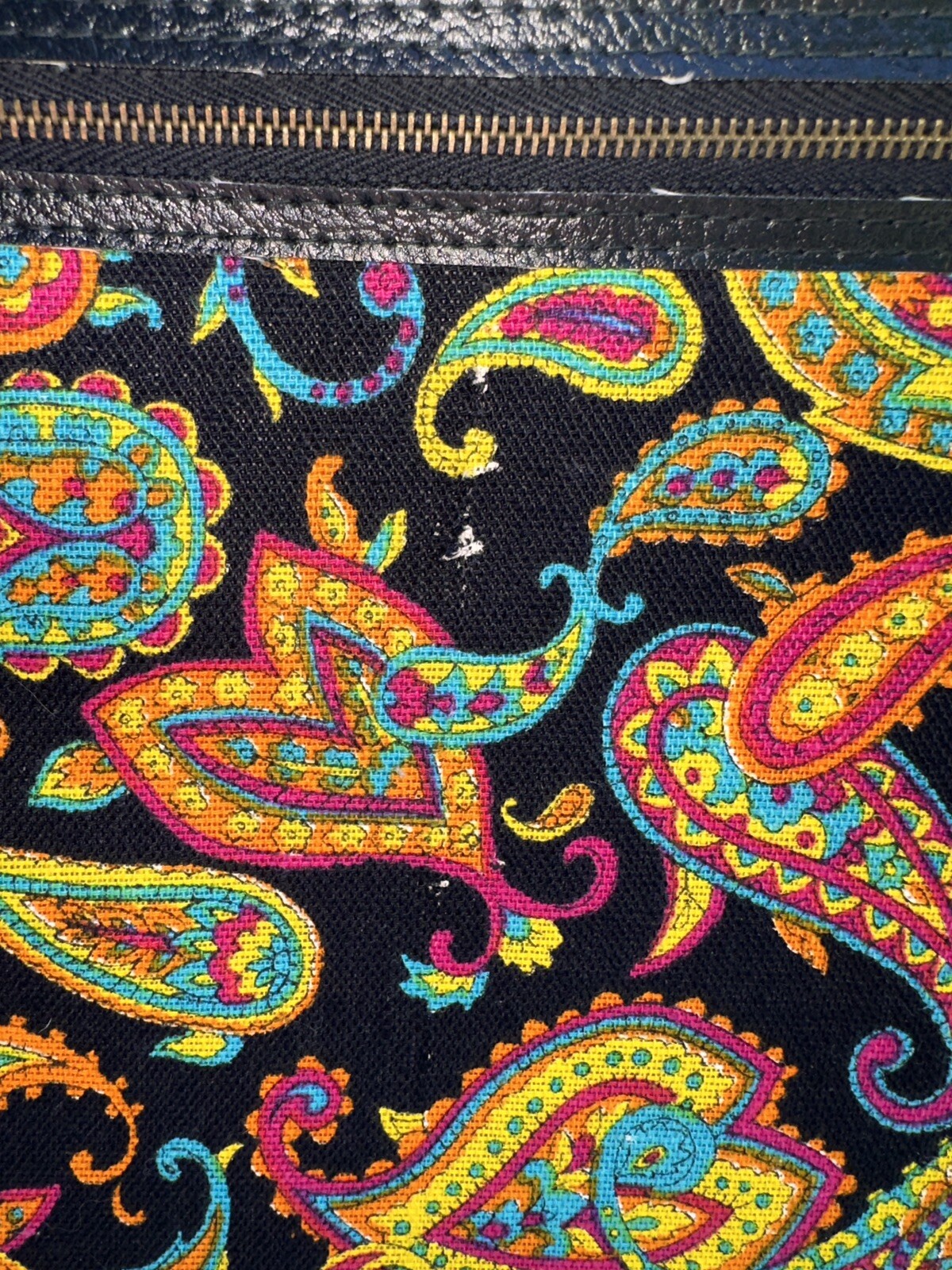 Vtg 60s Bantam Travelware Suitcase Luggage Paisley Mod Black Neon Canvas KEY