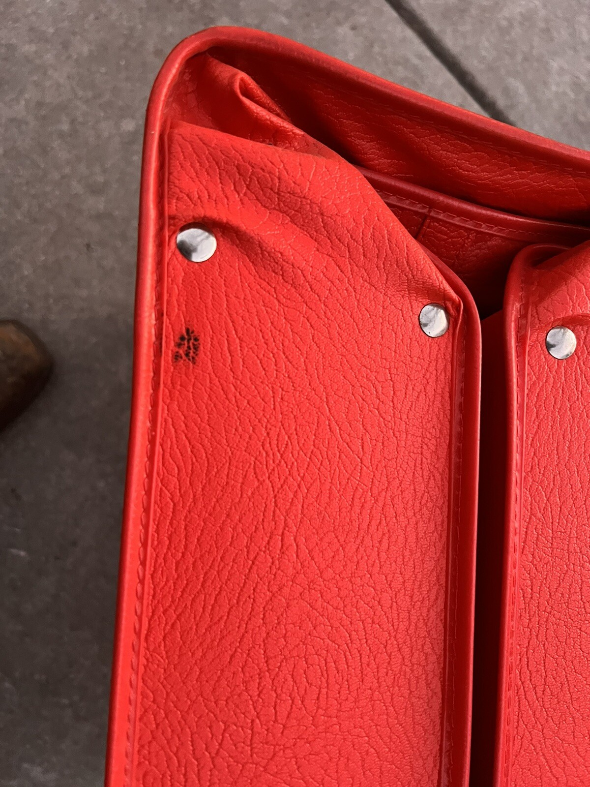 Vintage Faux Red Leather Sears Feather Lite Travel Suitcase Bag Luggage 24x10x23