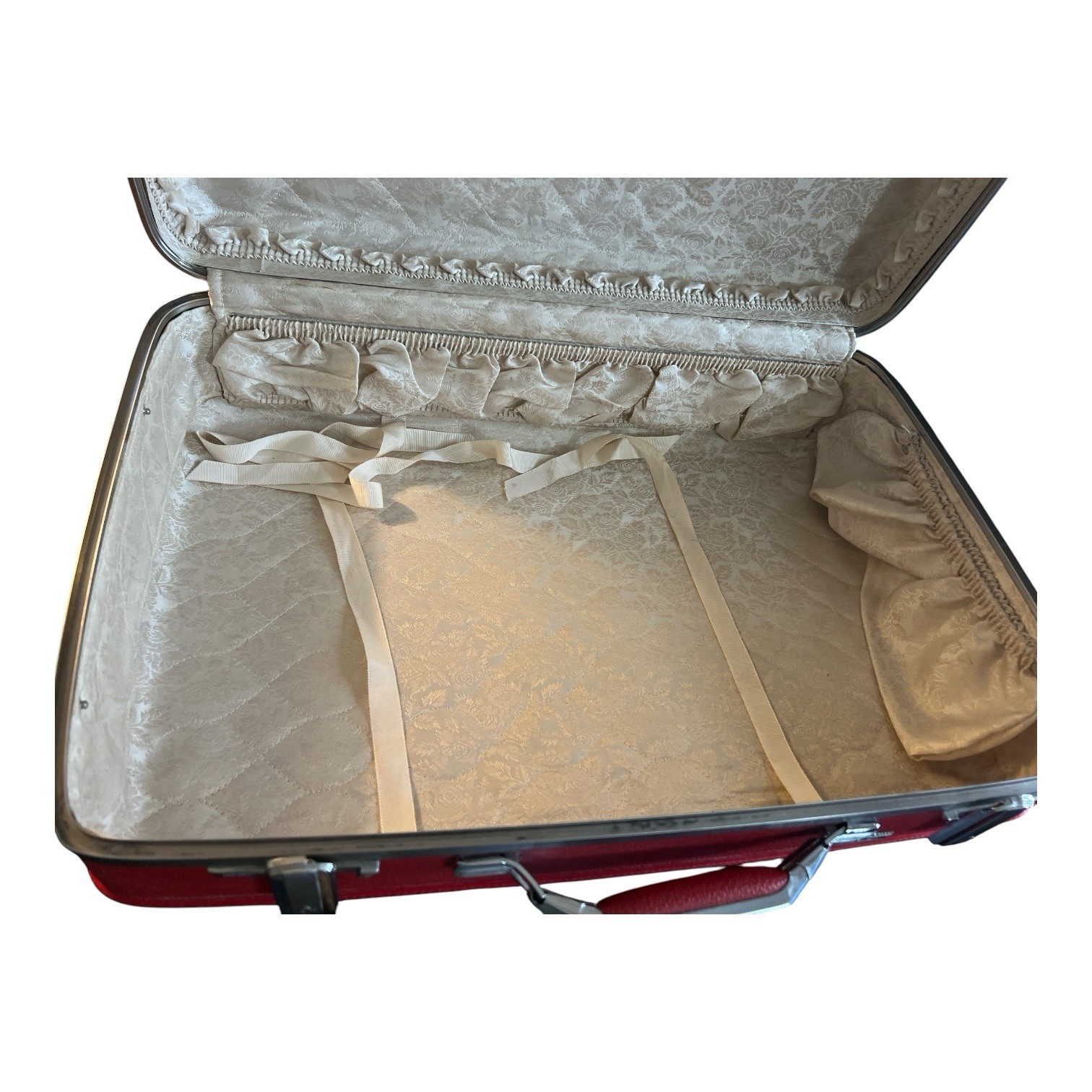 Vintage AMERICAN TOURISTER “TIARA” RED HARD-SHELL SUITCASE 24″ X 17″ X 8″ 1960s