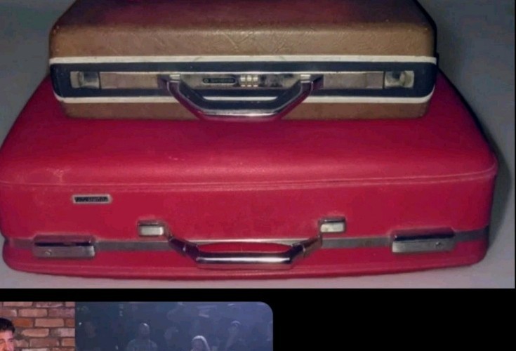 2pc Vintage Luggage Lot Samsonite American Tourister Brief Case Red brown retro