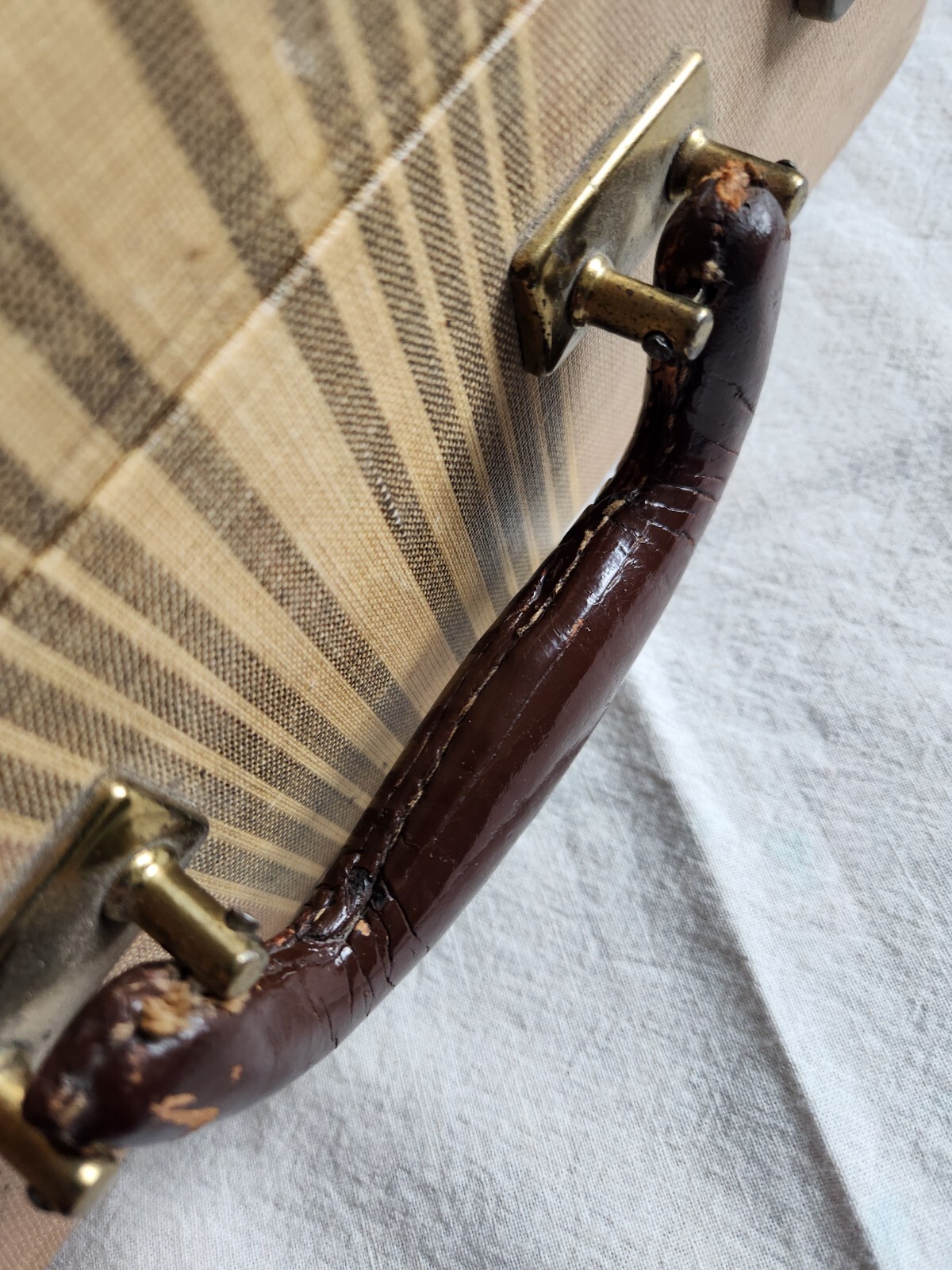 Vintage Stripped Hard Sided Cosmetic Suitcase