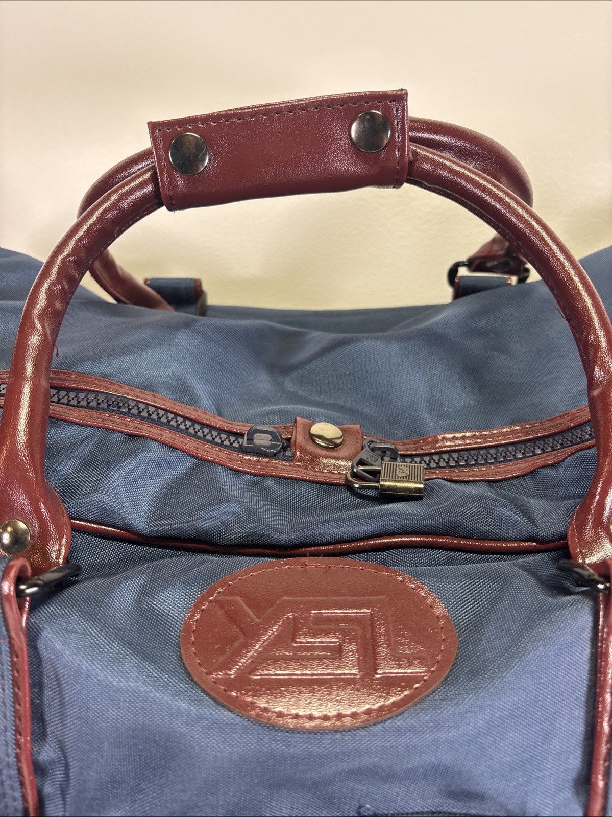Vintage Yves Saint Laurent 2-Piece Travel Set Navy Nylon Duffel Garment Bag⁠