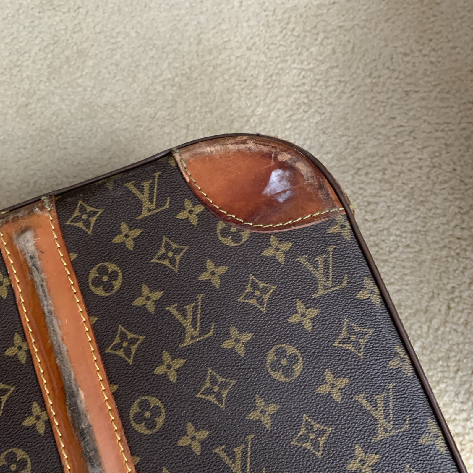 Auth Vintage Louis Vuitton Monogram Stratos 60 M23236 Trunk Case W/divider