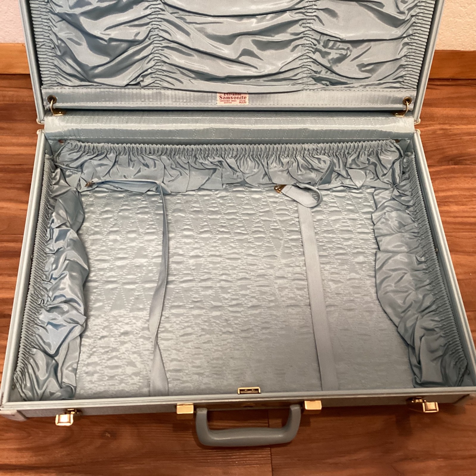 Vintage 1950s Samsonite Streamlite Blue Tweed Luggage 3 Piece Suitcase Set Keys