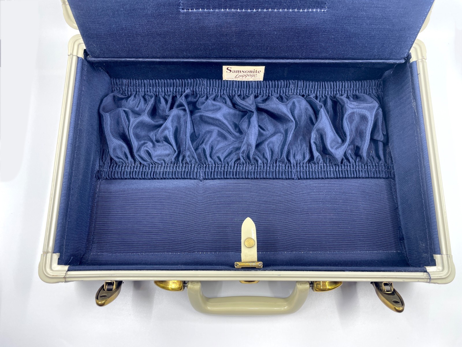 Vintage 1950s Samsonite Blue Marble Luggage Train Case Key Shwayder 4715