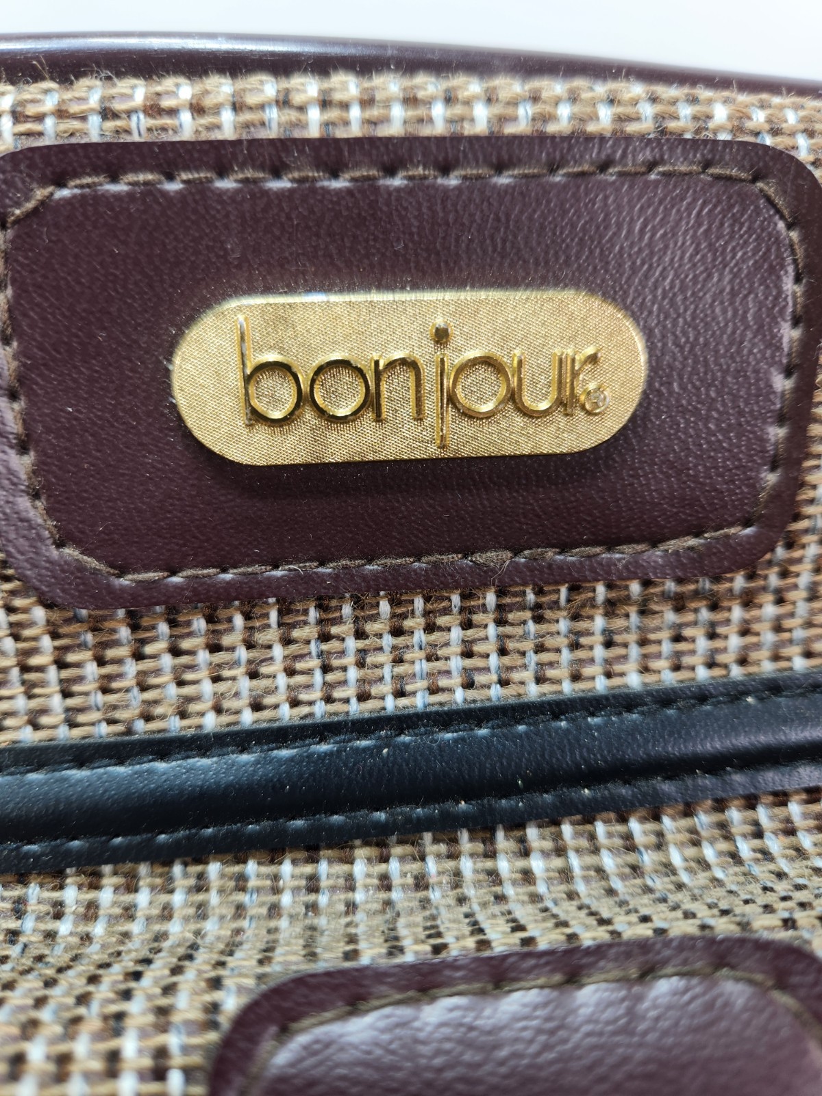 Vintage Bonjour Brown Tweed Carry-On Overnight Travel Bag