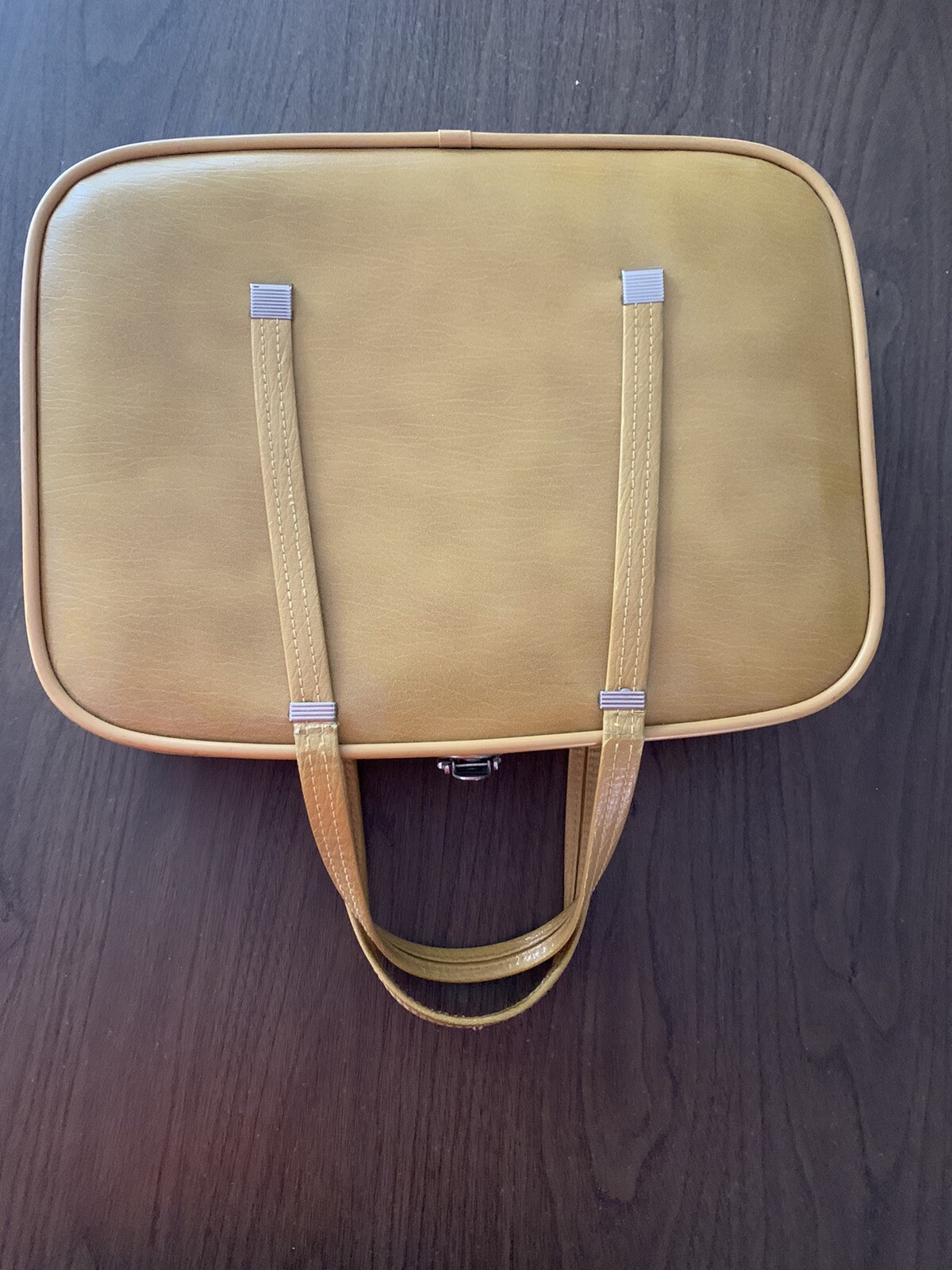 Vintage Mustard Yellow Luggage Bag Carry On Handles