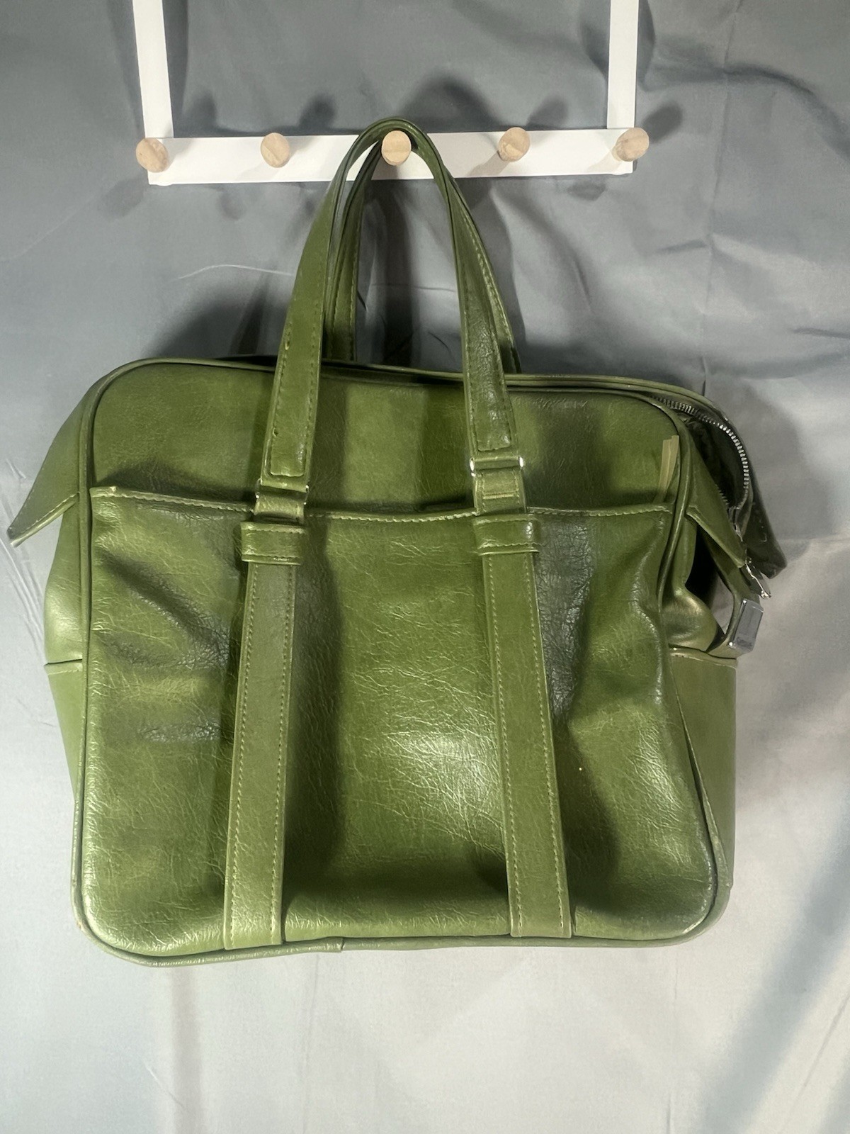 Vintage Samsonite Silhouette Denver, CO Green Zipper Carry-on Train Bag Handles