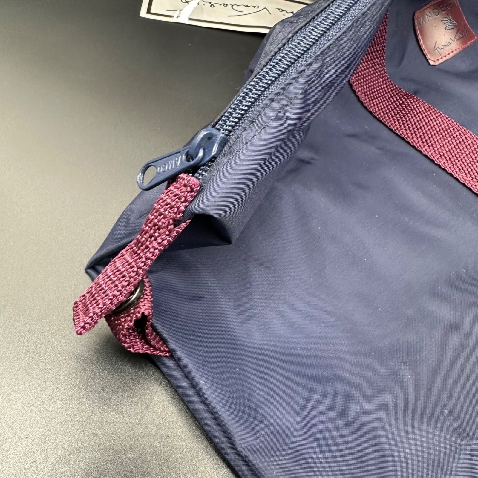 Vintage Travel Duffle Bag Luggage Gloria Vanderbilt Navy Burgundy 1980s Nylon