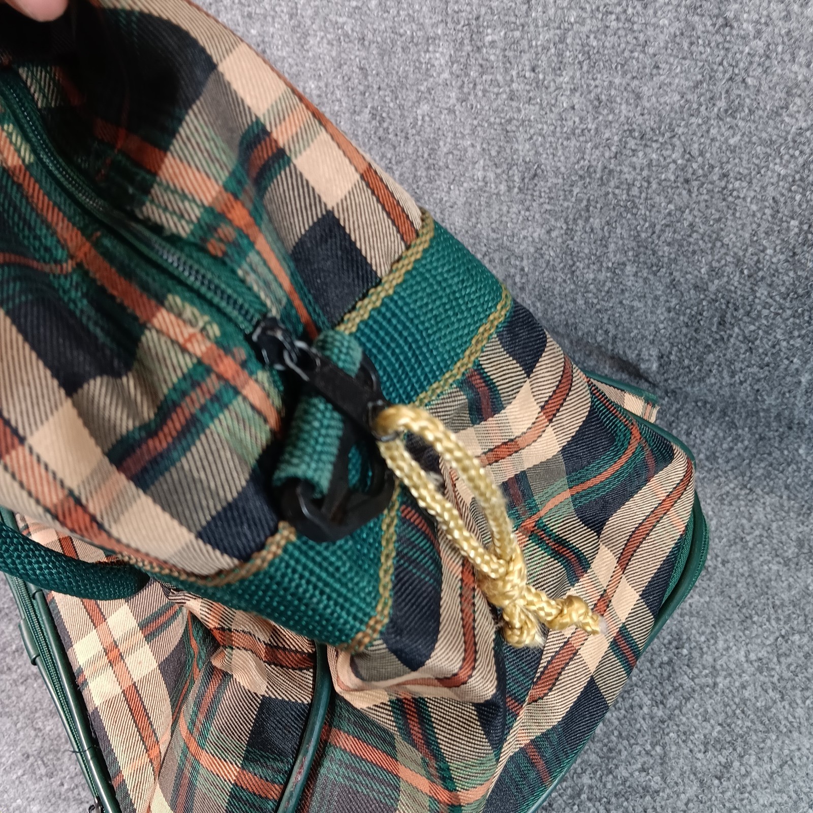Waipu Plaid Green Classic Luggage Vintage Straps Leather Canvas with Wheels
