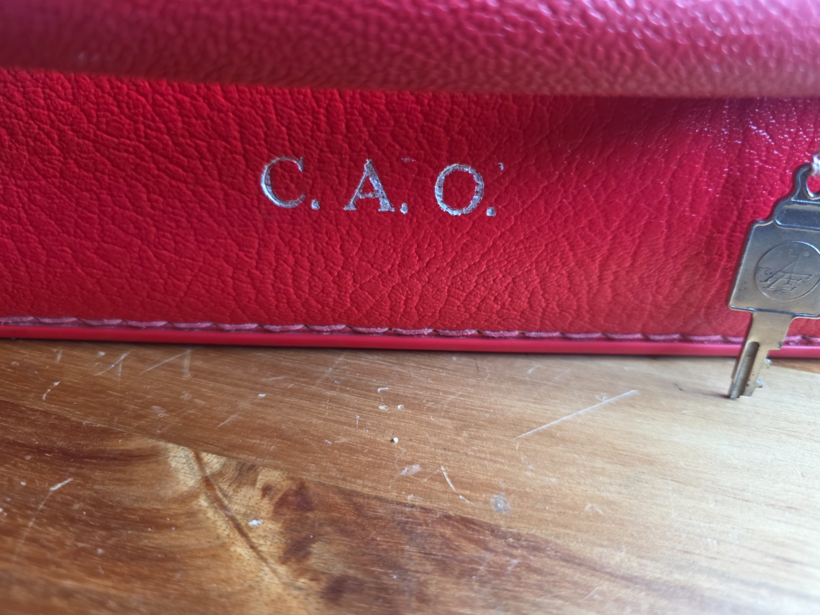 Vintage Mid Century AMELIA EARHART Red Suitcase / Luggage With Key 20”