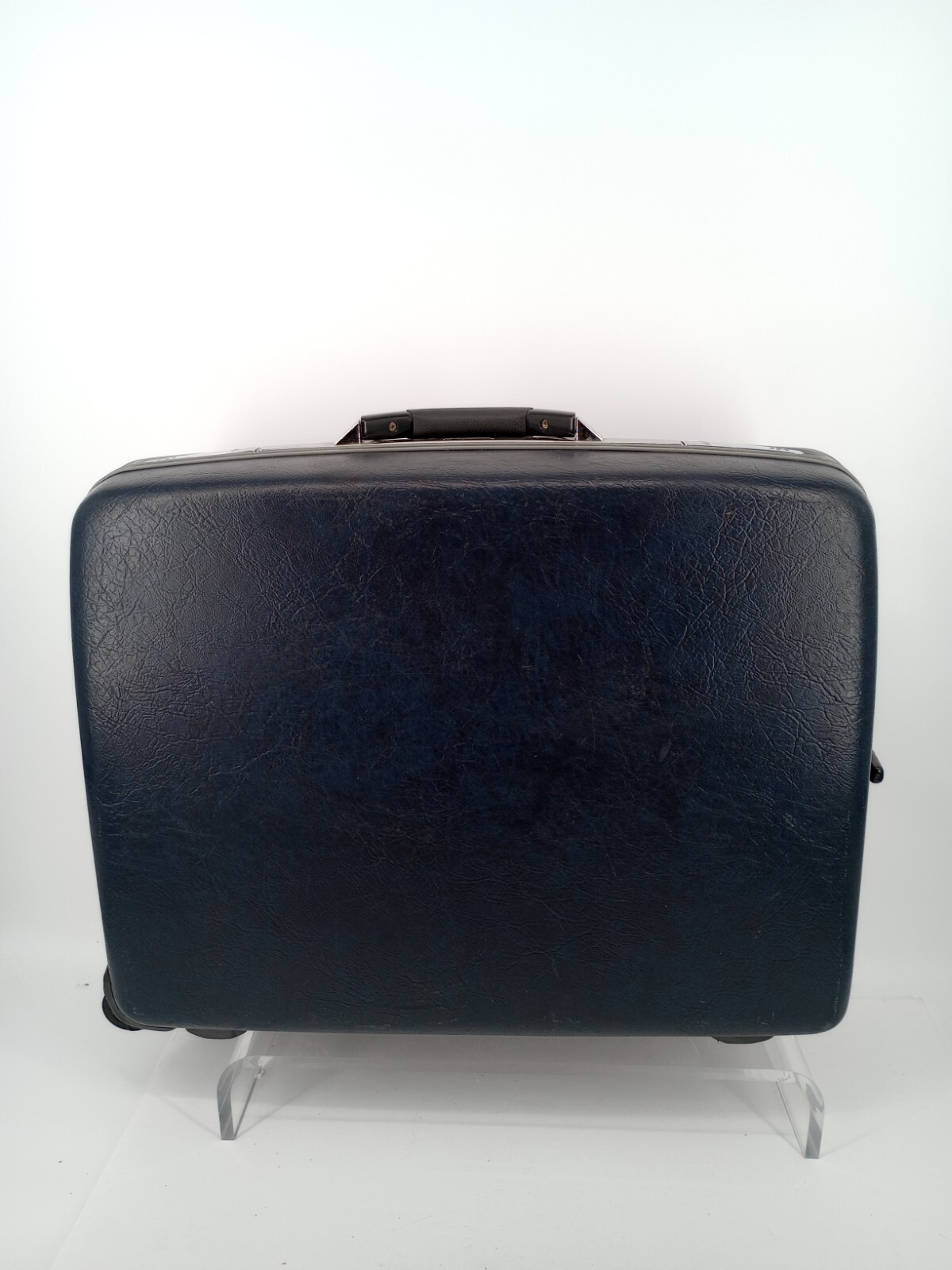 Vtg Rolling Navy Blue Samsonite 1987 Carry Pak 12 Hard Suitcase No Key. Read Plz