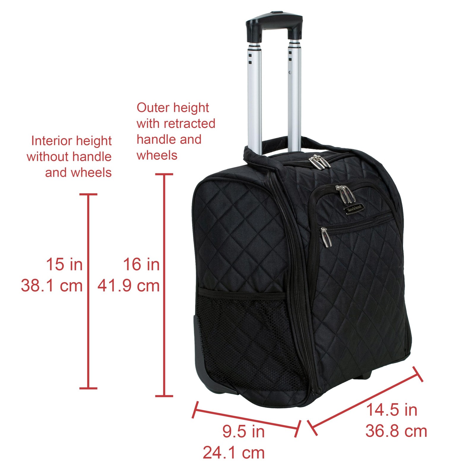Rockland Melrose Upright Wheeled Underseater Carry-On Luggage, Black 15 inch