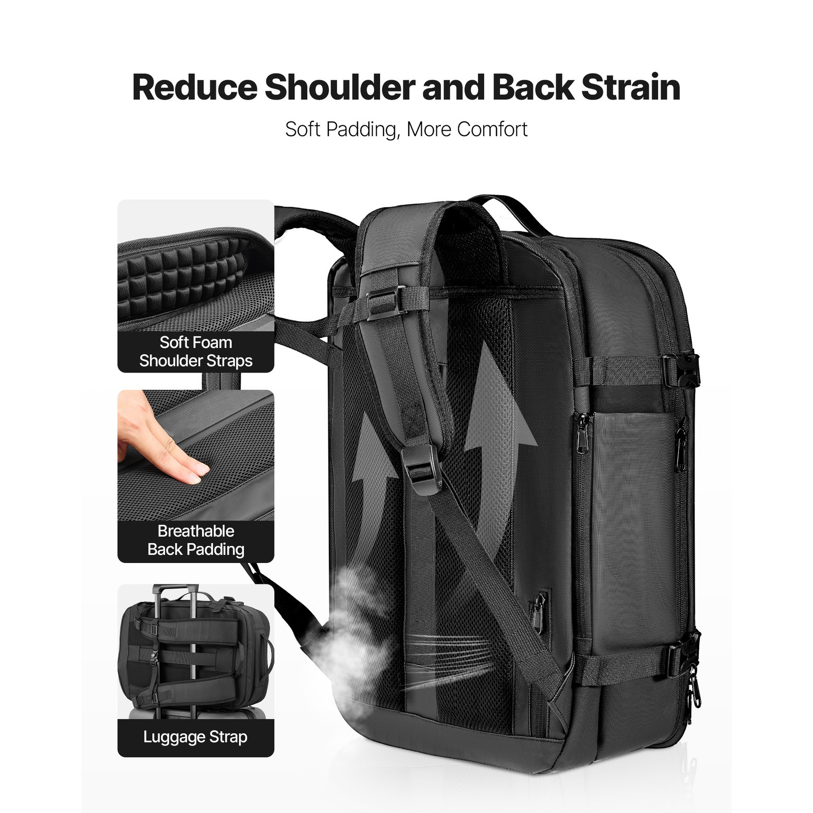 Uimoso 65L Travel Backpack with Vacuum Compression and Pump, Gray