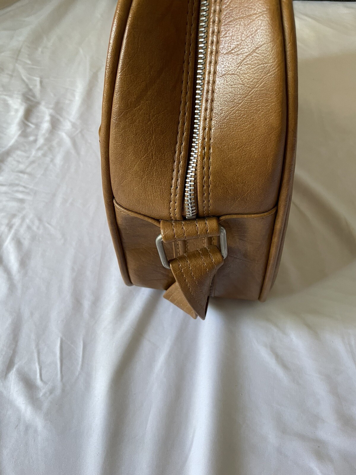 Vintage Samsonite Camel Brown Vinyl Shoulder Tote Carry-On Luggage