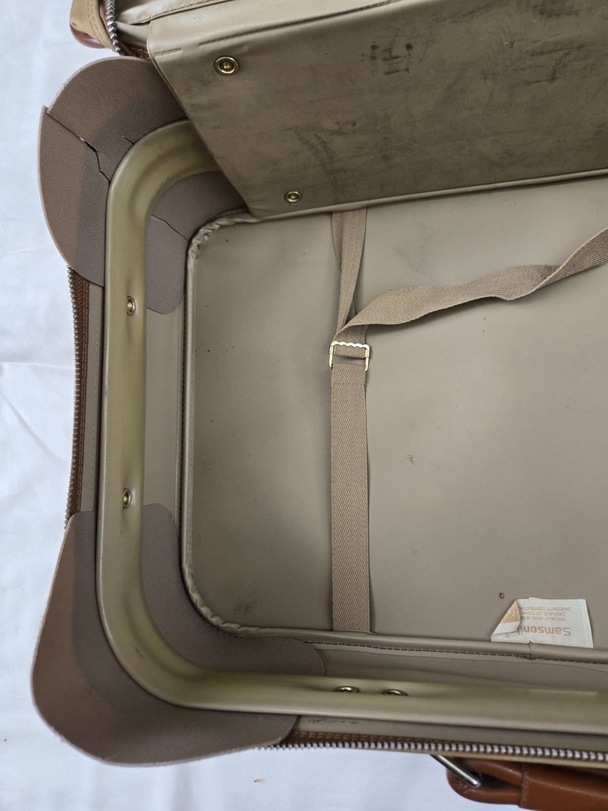 Vintage Samsonite Brown Tan Suitcase Luggage Soft-Sided Bag