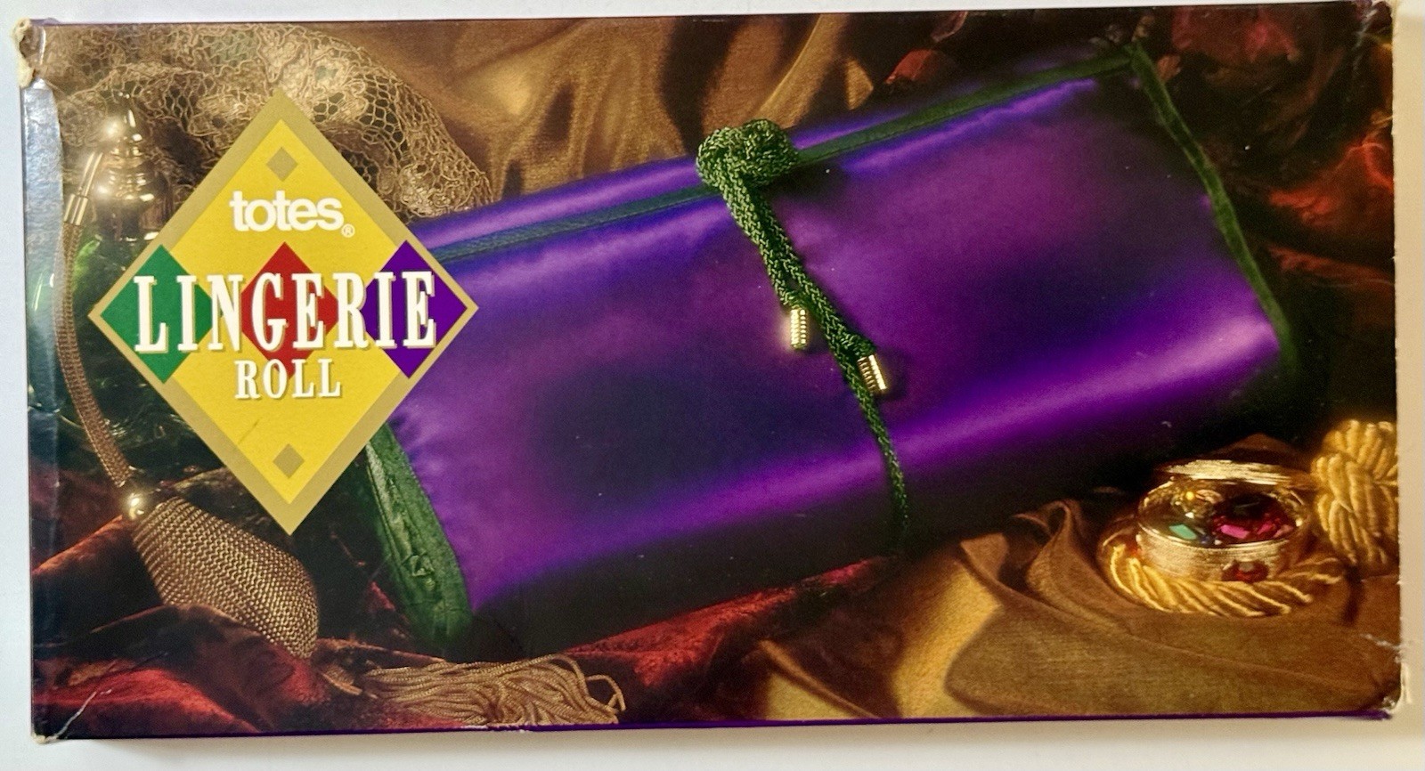 Vintage Totes Lingerie Roll Travel Organizer Satin Purple & Red With Box 1992