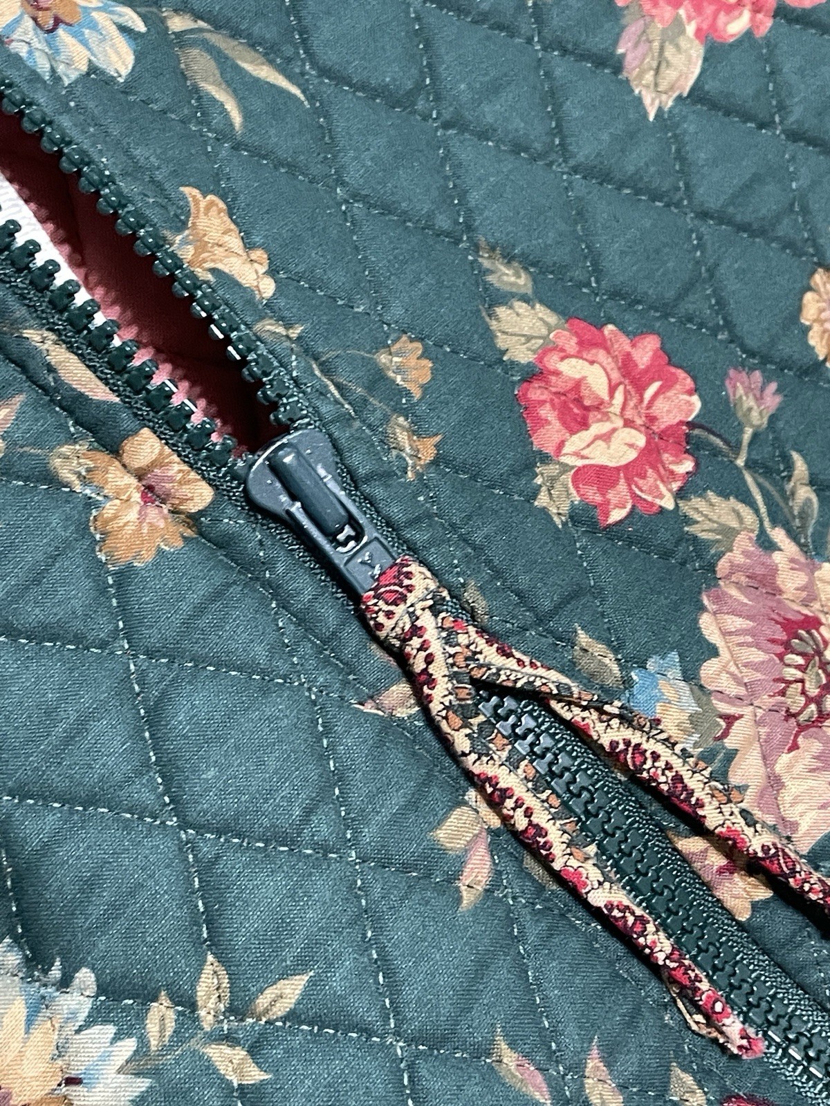 Vtg 80s Vera Bradley Greenbriar Cotton Garment Bag Indiana USA Made Green Floral