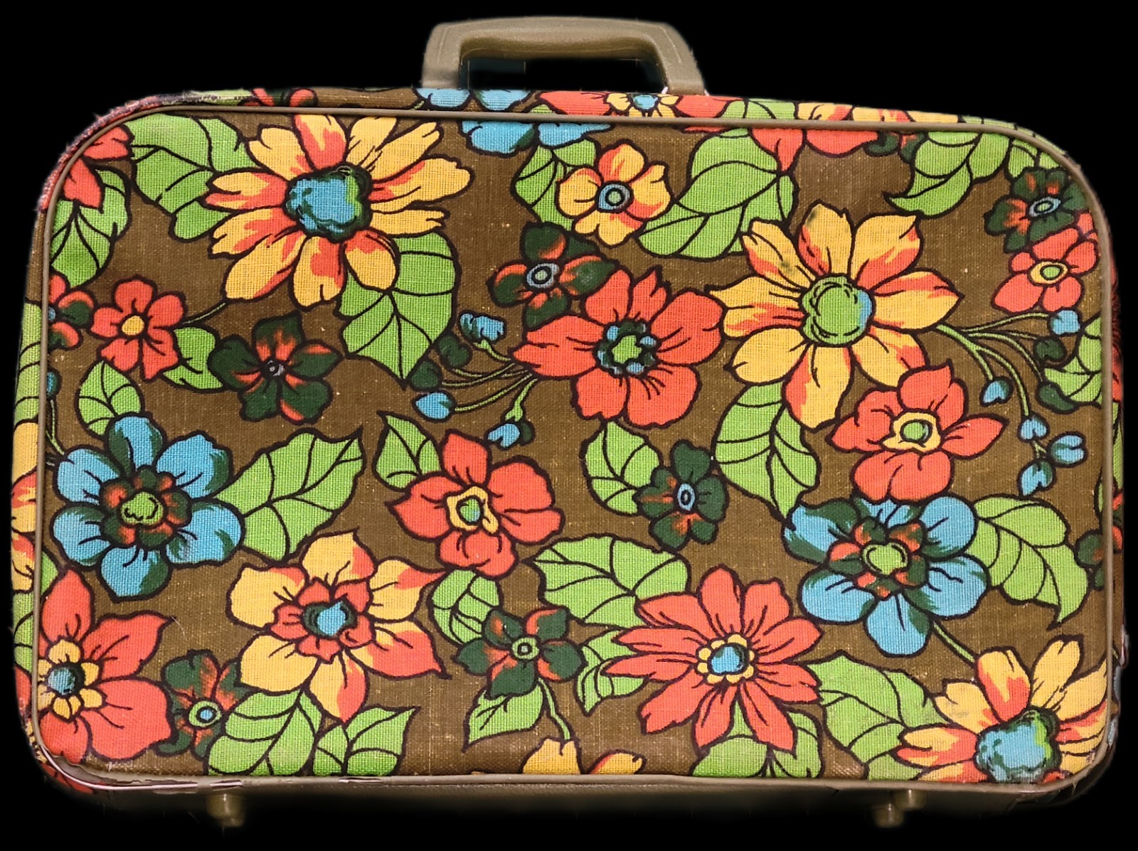 1960’s Suitcase Floral Hippie Flower Power MCM Canvas Suitcase Japan Carryon