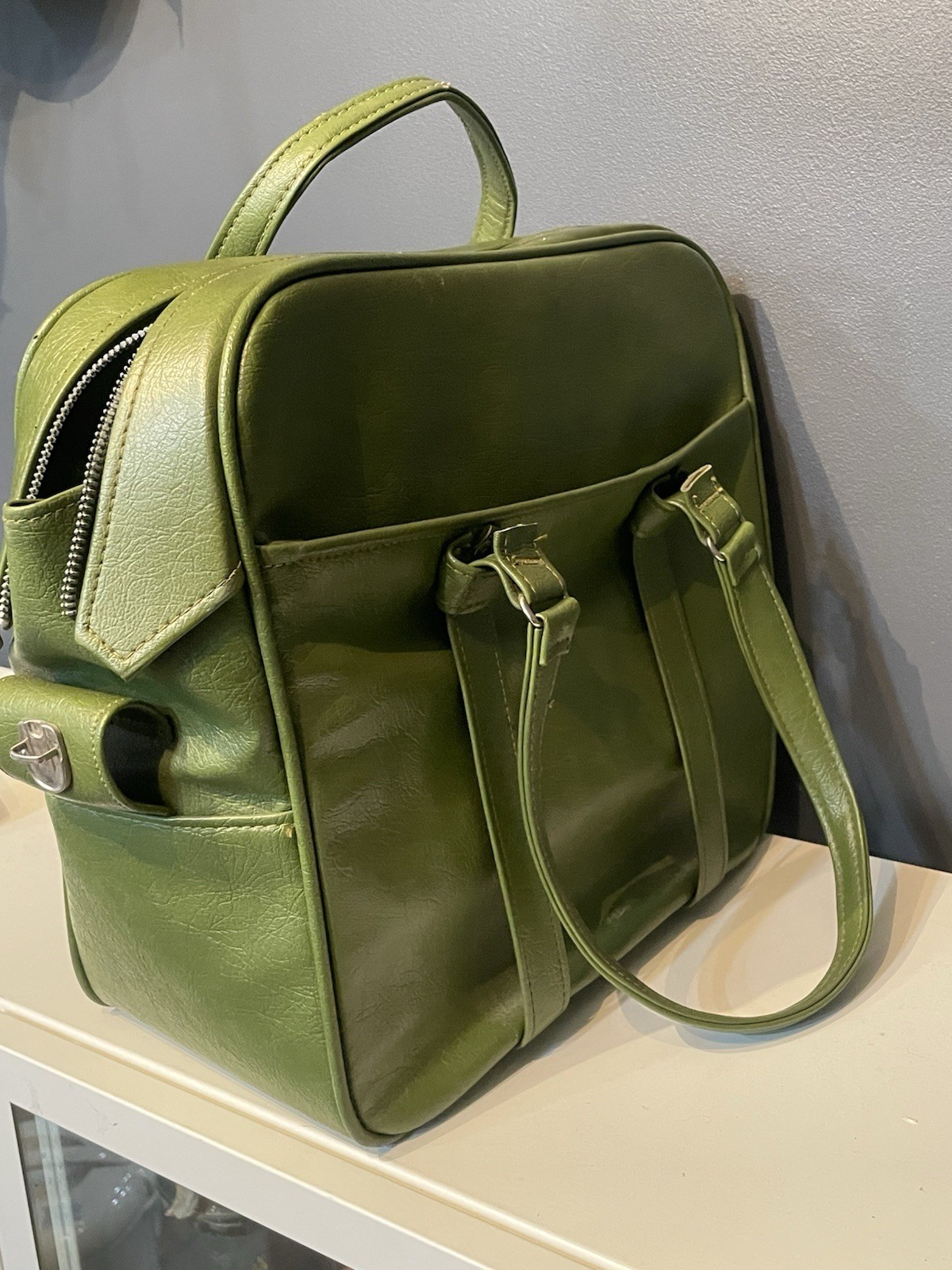 Vintage Samsonite Silhouette Denver, CO Green Zipper Carry-on Train Bag Handles
