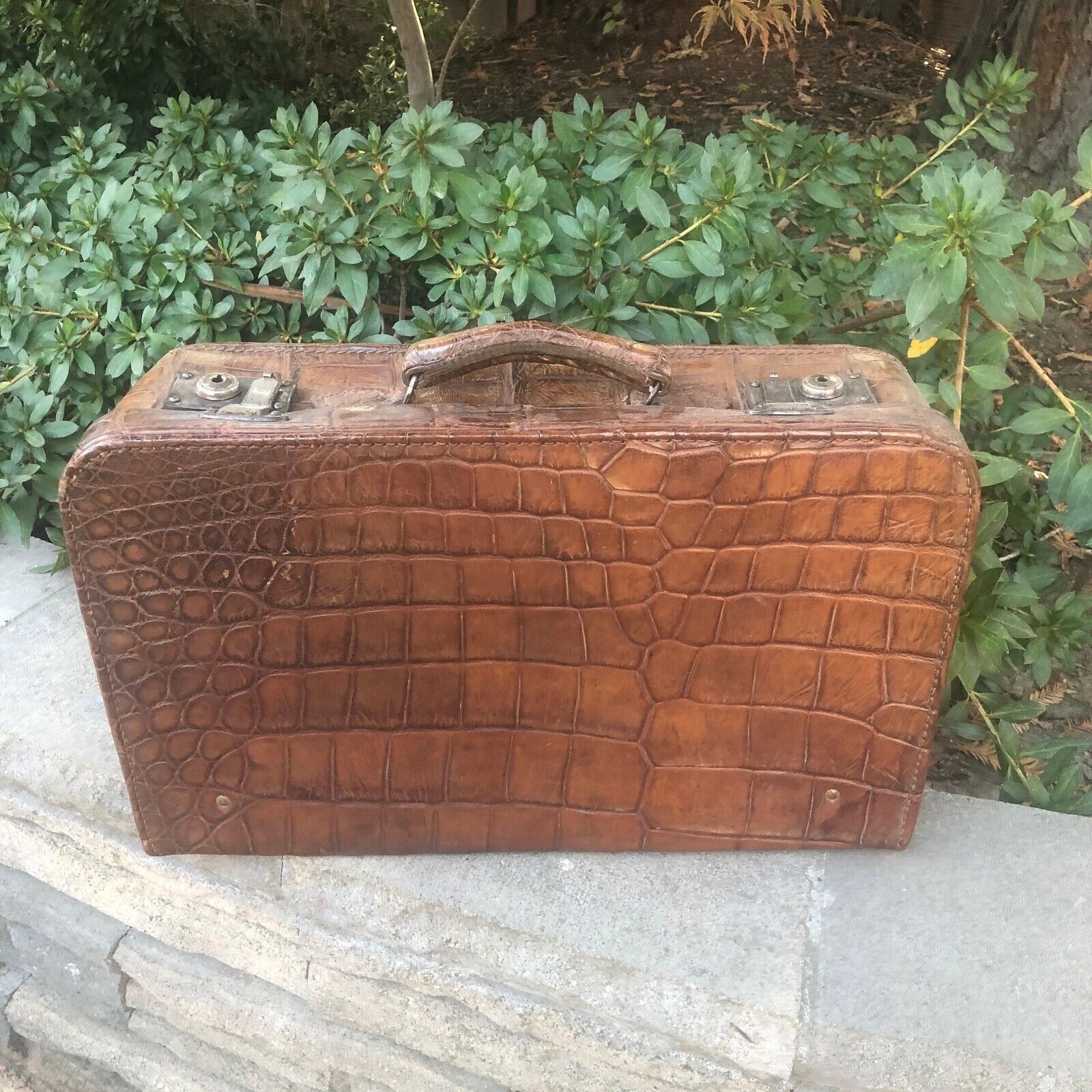 Genuine Alligator Small Suitcase Hard Case Briefcase Vintage 1930s