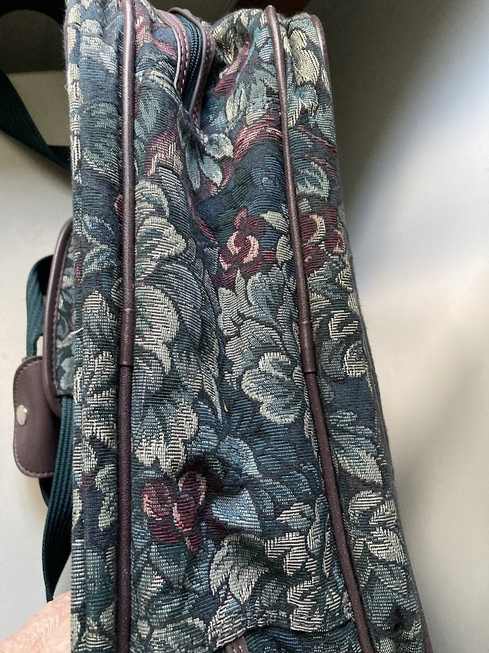 Vintage Tapestry Carry On Soft Side Luggage by Atlantic Nice 90s Emerald Green