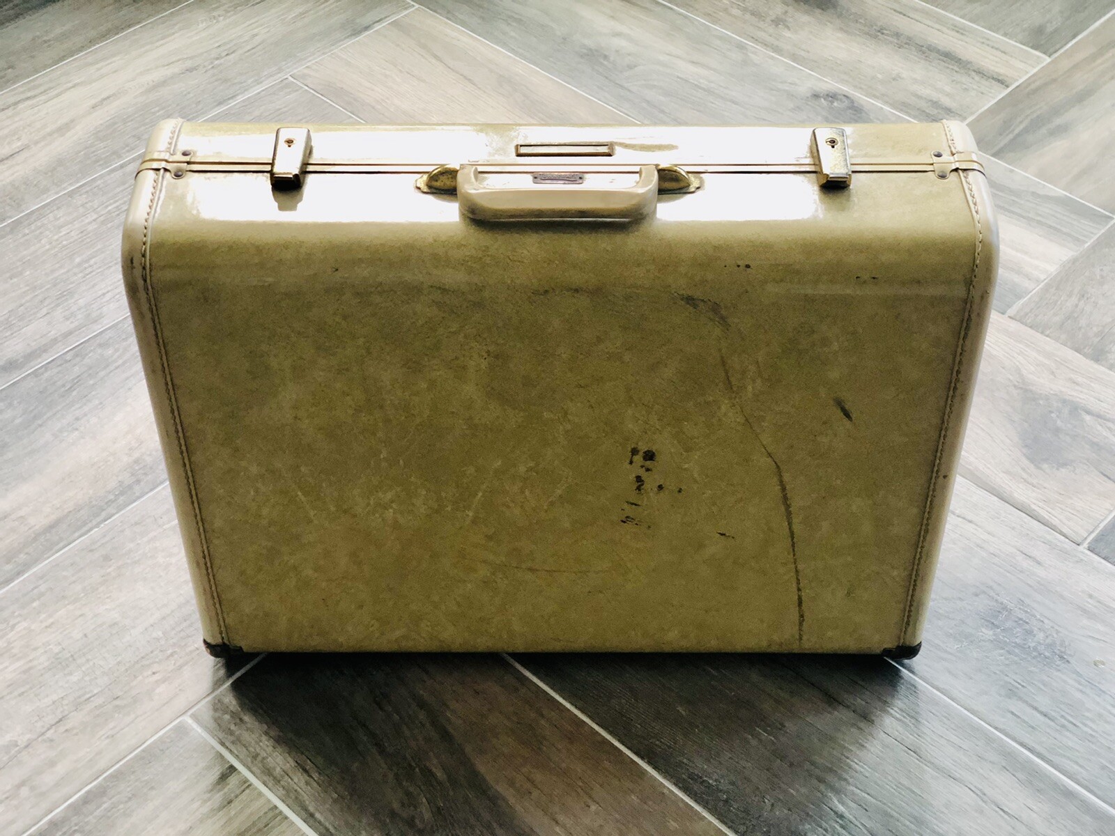 Vintage Towncraft Suitcase Hardshell Luggage 1950s Faux Marble Color
