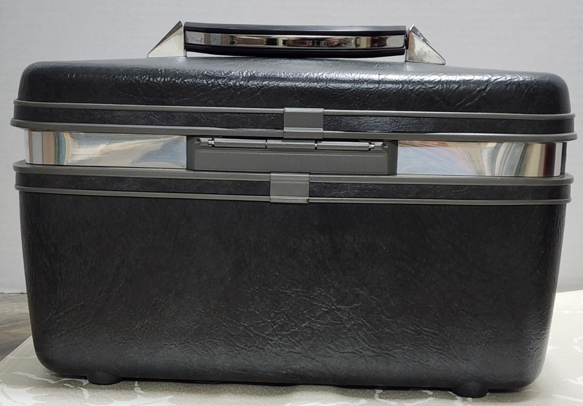 VTG Gray Samsonite Profile II Hard Shell Train Case w/ Tray NO KEY *US Seller*