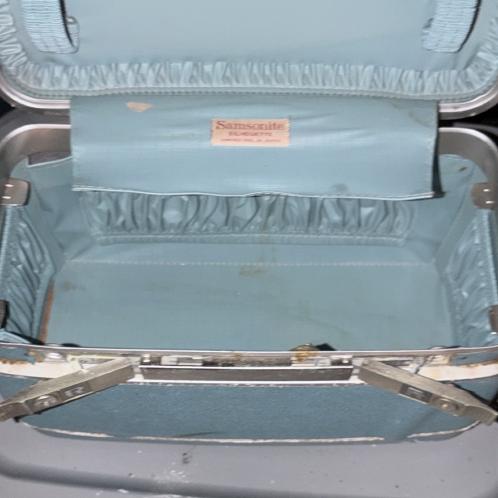 Samsonite Vintage Blue Hard Shell Vanity Case 1960s Extra Compartments Locking