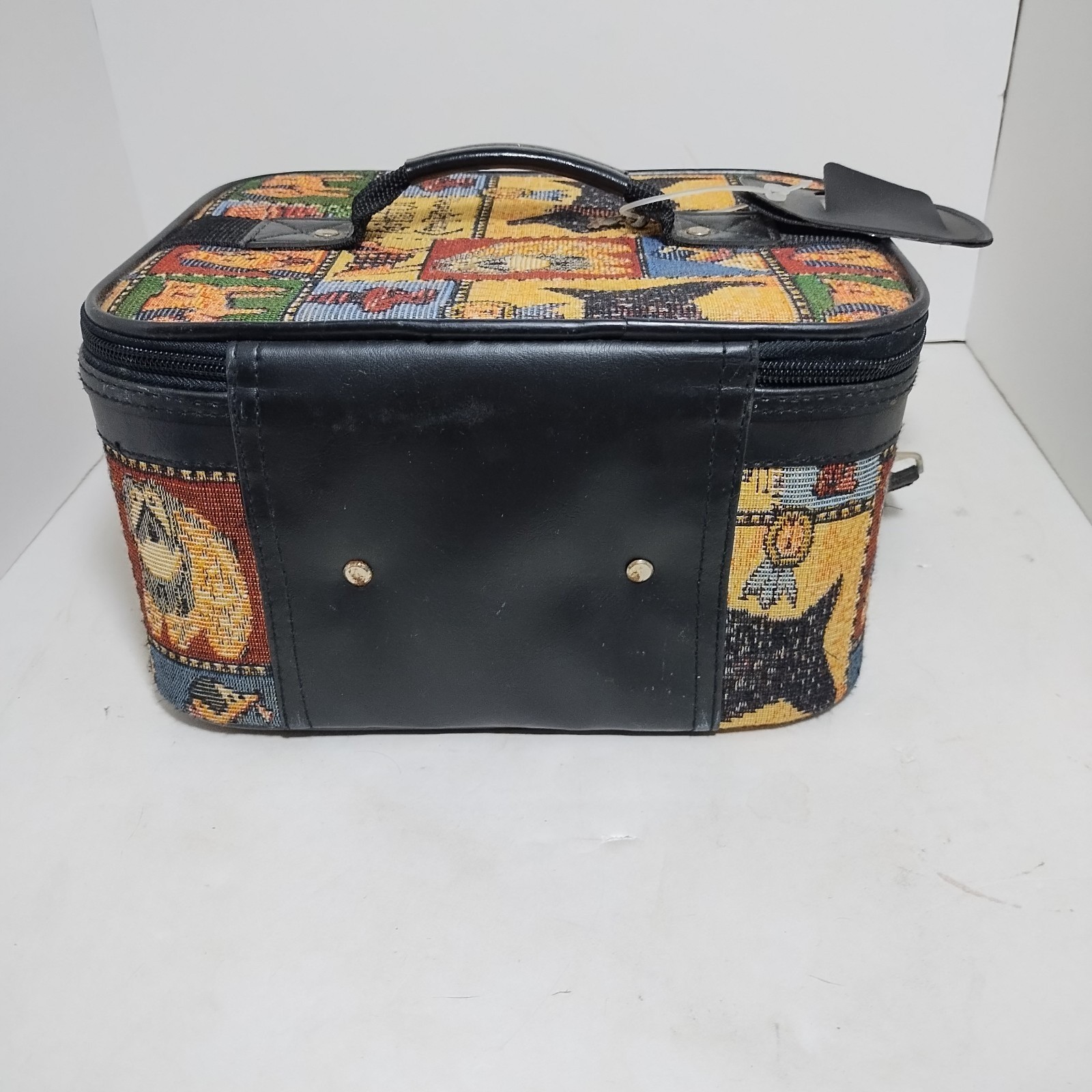 Vintage Tapestry Faithful Companion Toiletry Makeup Bag Case With Lock & 2 Keys