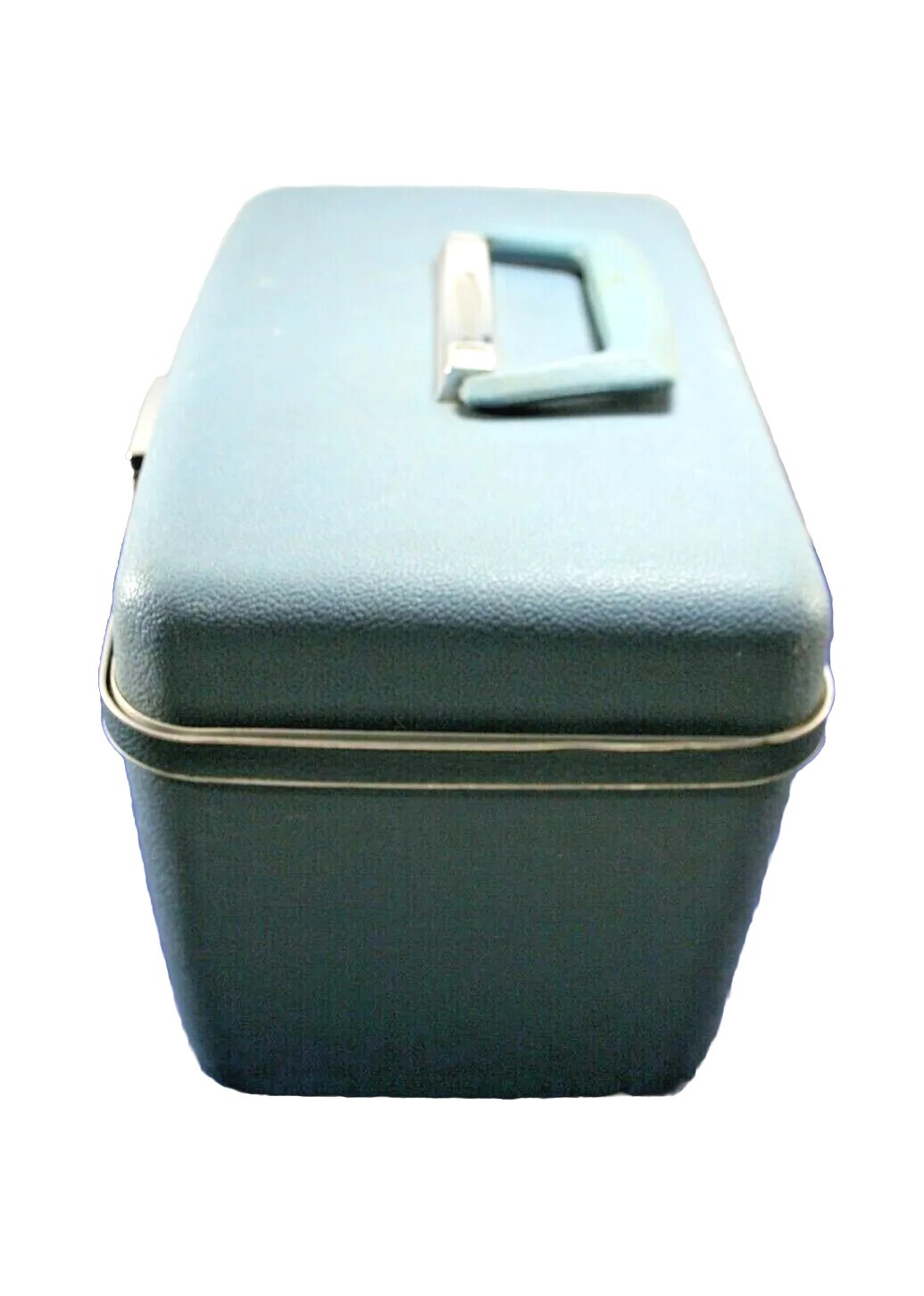 Vintage 1960’s Train Case Overnight Cosmetic Makeup Hard Shell Blue