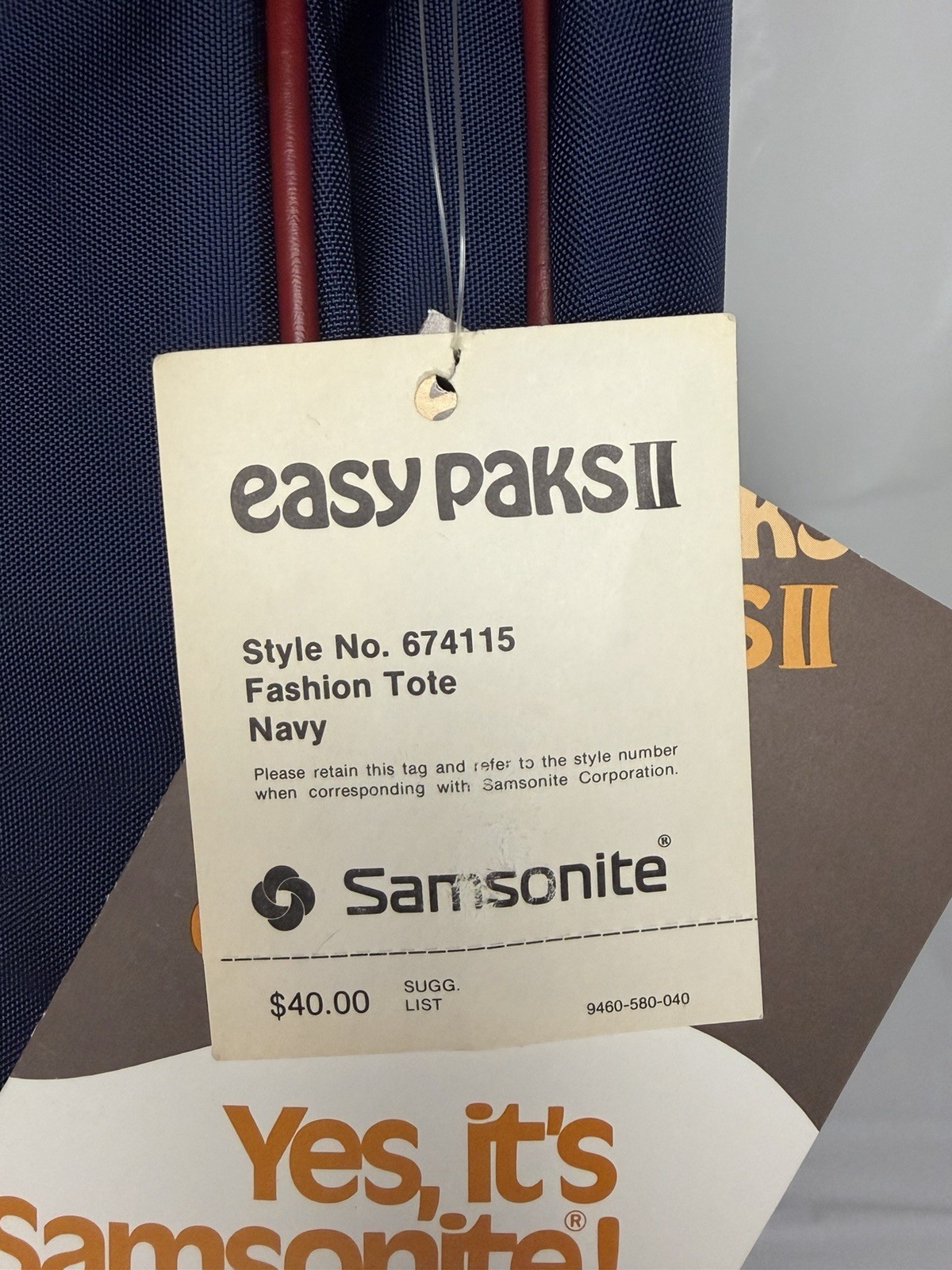 Vintage 1984 Samsonite Easy Paks II Navy/Burgundy Shoulder Strap Travel Bag NWT
