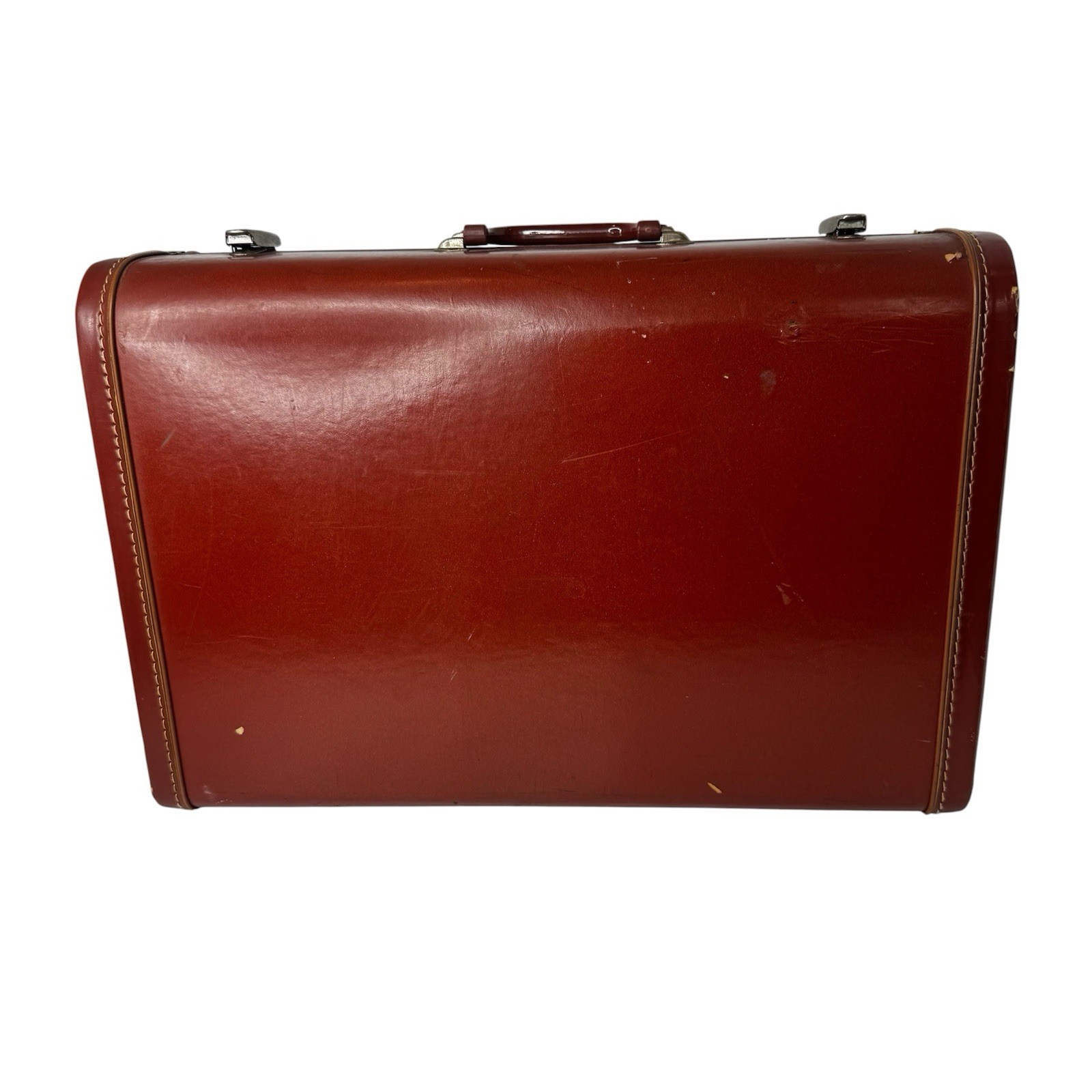 VTG Gateway Luggage Suitcase Hard Shell Brown 1940s 1950s Mid-Century Prop Decor