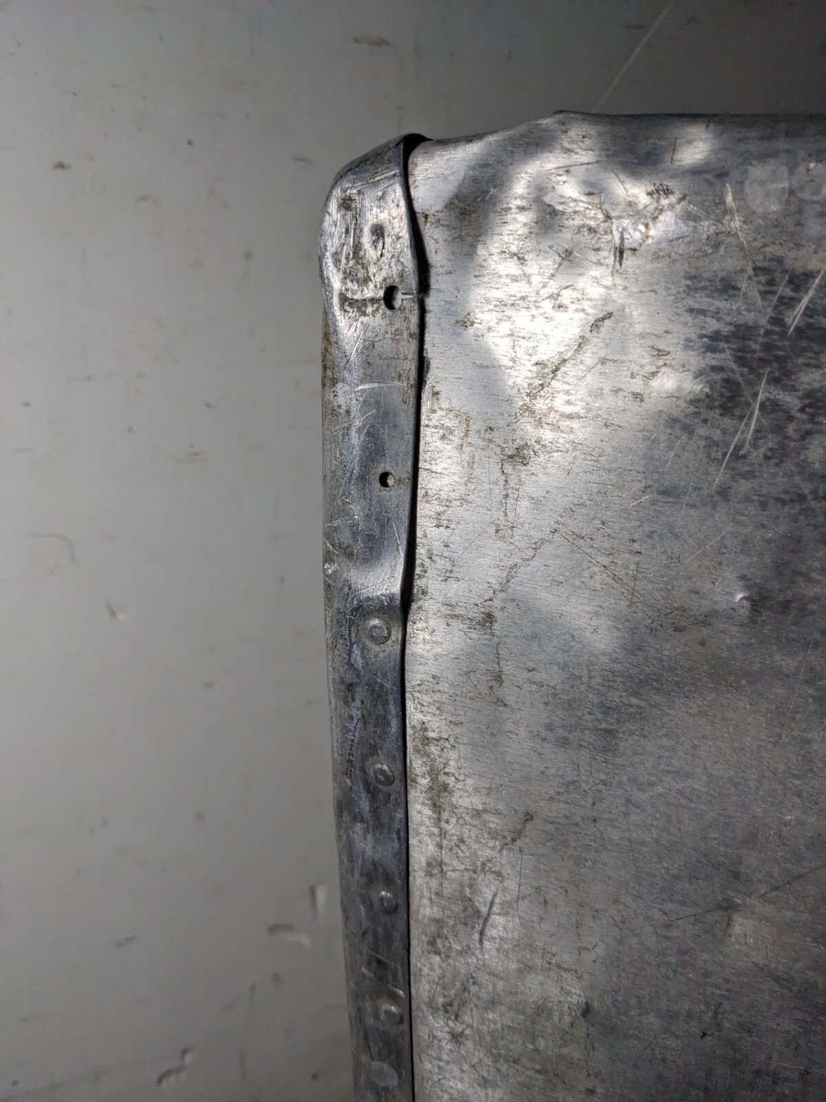 Vintage Machine Age Industrial Riveted Aluminum Travel Suitcase Trunk Steampunk