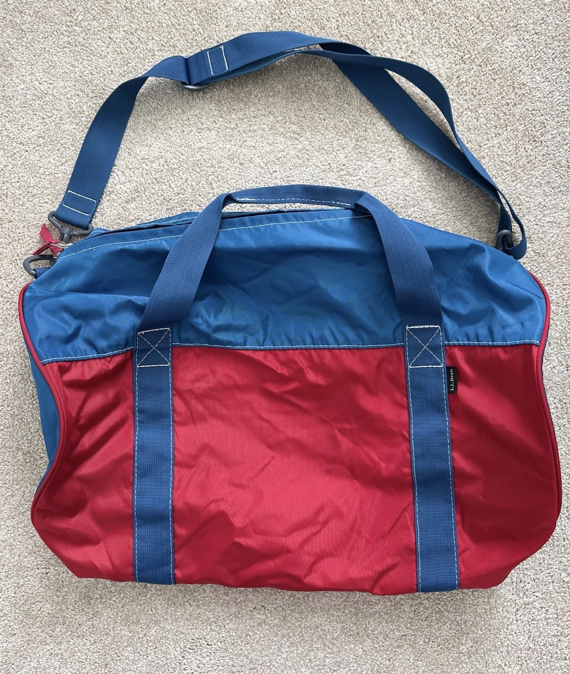 Vintage Colorblock Blue Red Duffle Bag L.L. Bean Travel Camping