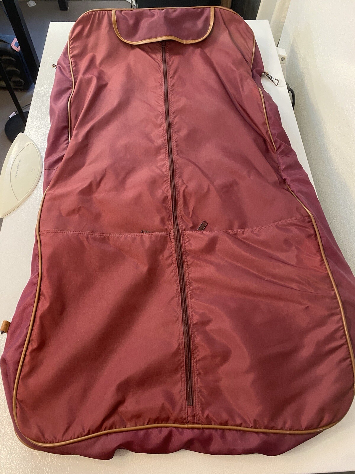 Pierre Cardin VTG 80s Dark Burgundy and Brown Garment Suit Bag Excellent Cond.