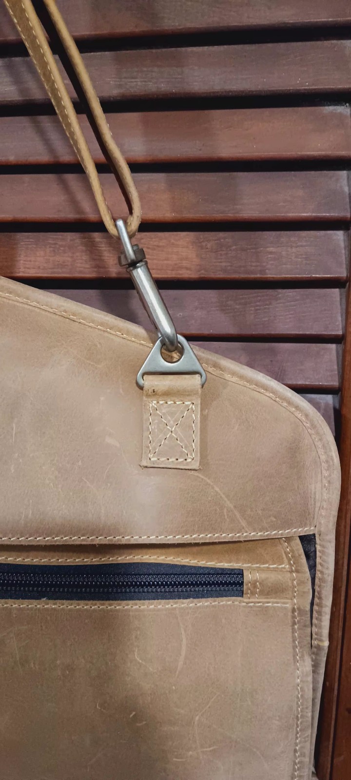 Vtg Canyon Outback Tan Leather Garment Bag Folding Travel Luggage Weekend NWT
