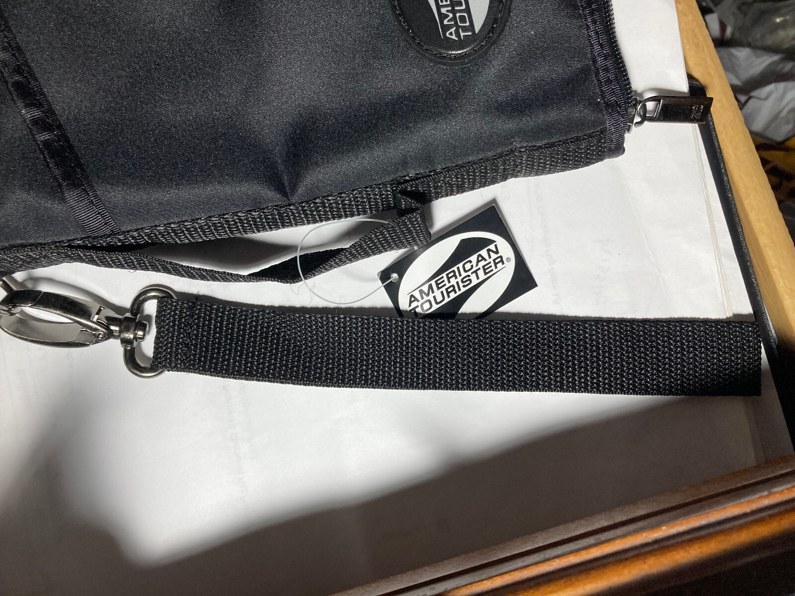 Vintage AMERICAN TOURISTER 2 pc Black Nylon Travel Set for documents & items NEW