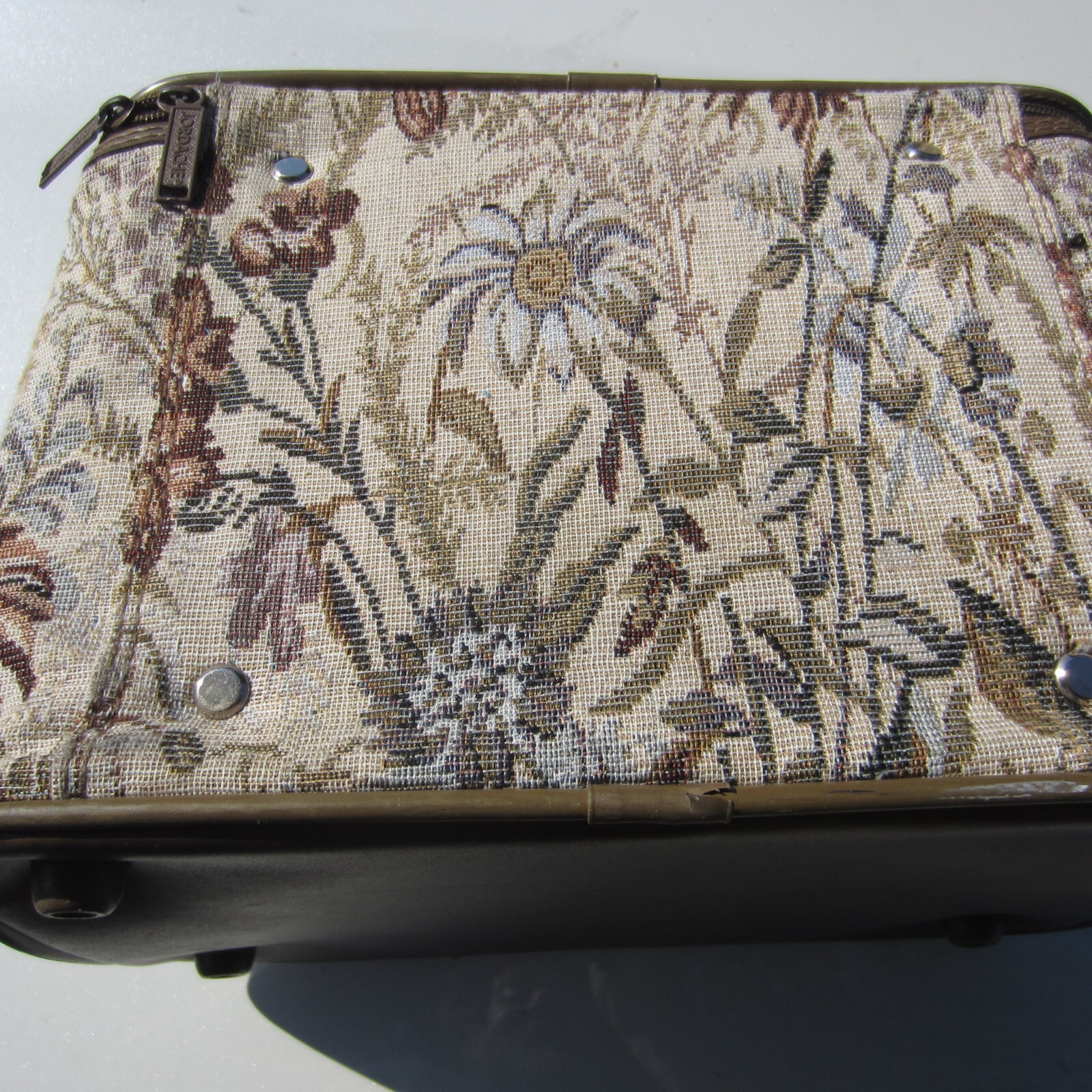 Vintage 1980s Jordache Makeup Travel Bag Floral Tapestry zippers all work