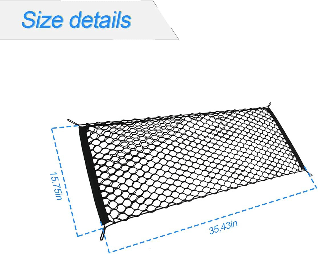 Car Rear Cargo Net, Adjustable Elastic Storage Organizer Net, Trunk Cargo Storag