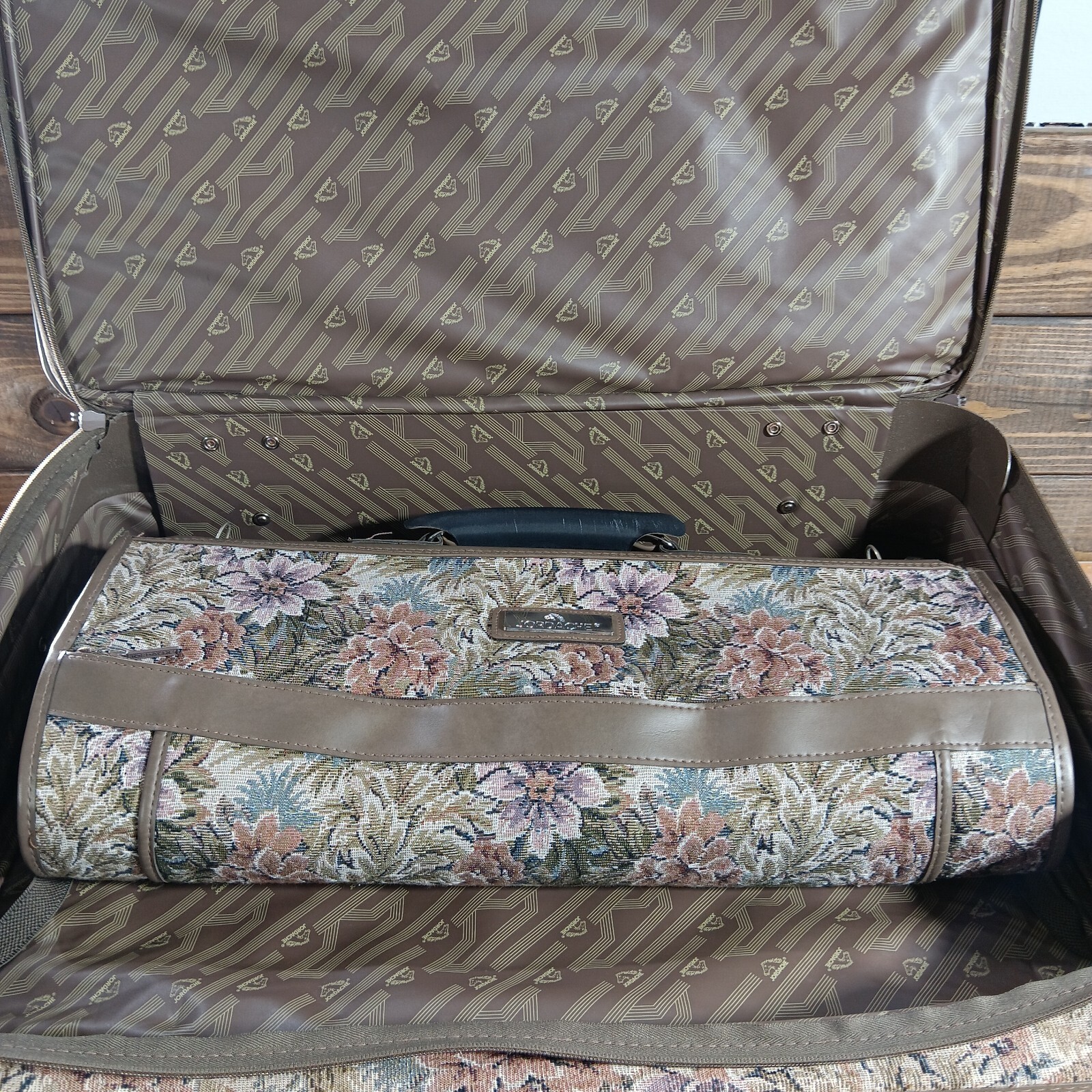 Vintage Jordache Tapestry Travel Set Floral Print Weekender Suitcase Garmet Bag