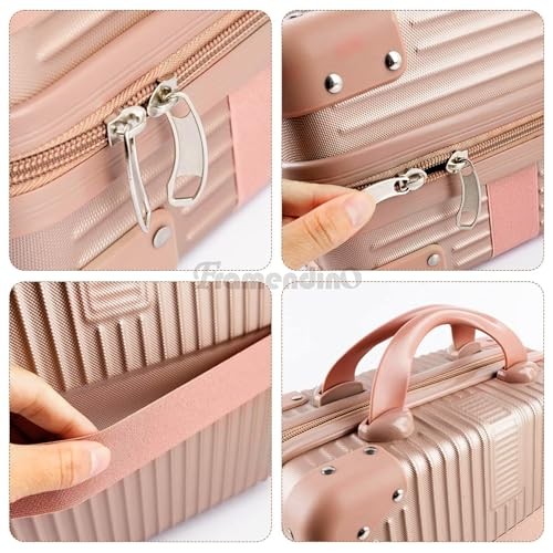 , Portable Hard Shell Cosmetic Suitcase Makeup Travel Case Rose Gold rose gold